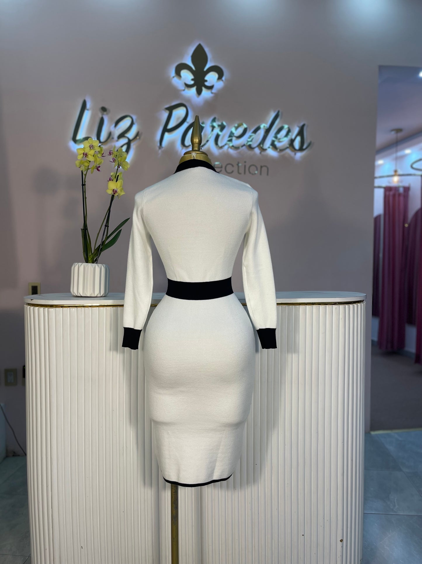 VESTIDO MIDI PUNTO MANGA LARGA