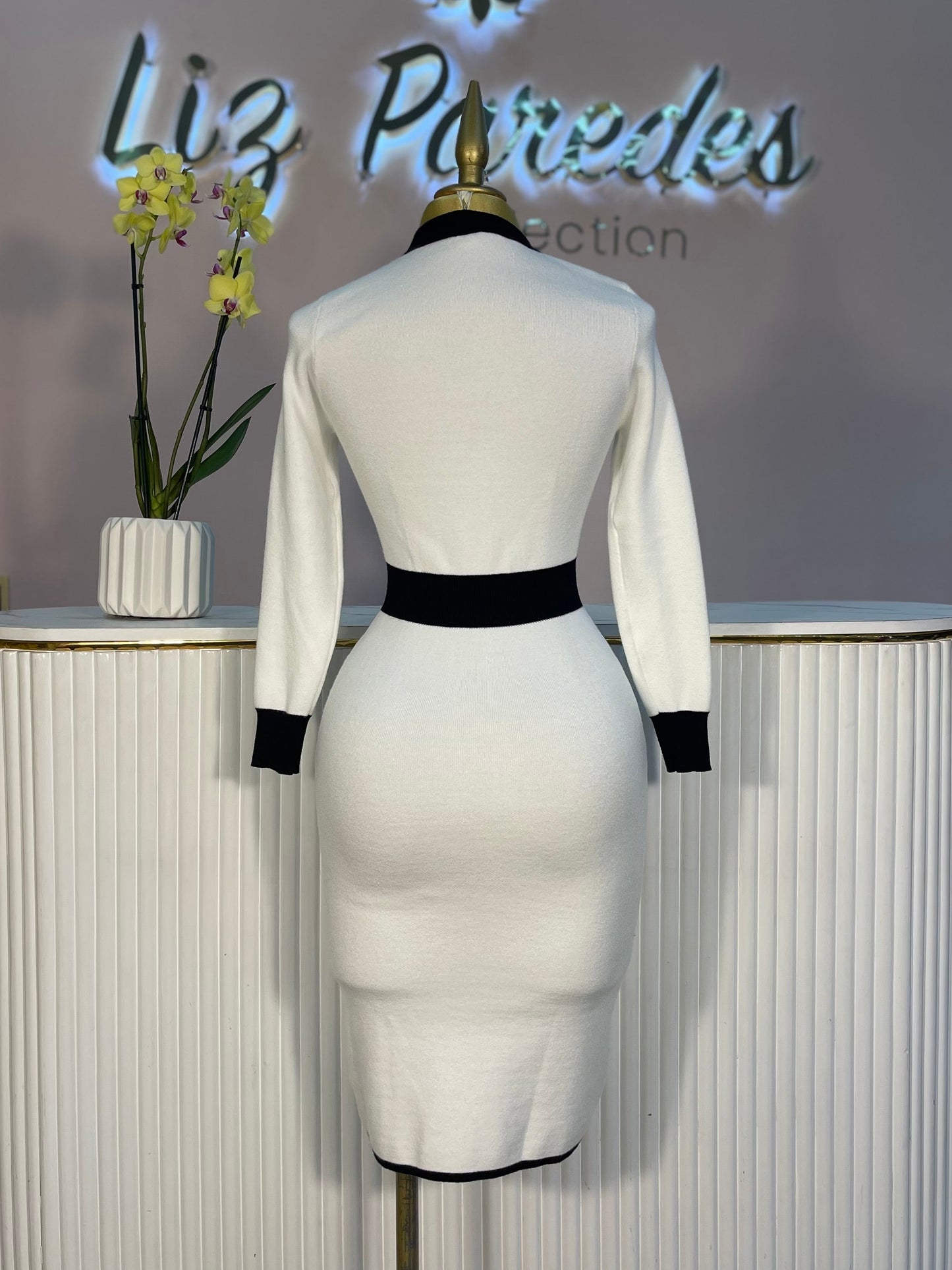 VESTIDO MIDI PUNTO MANGA LARGA