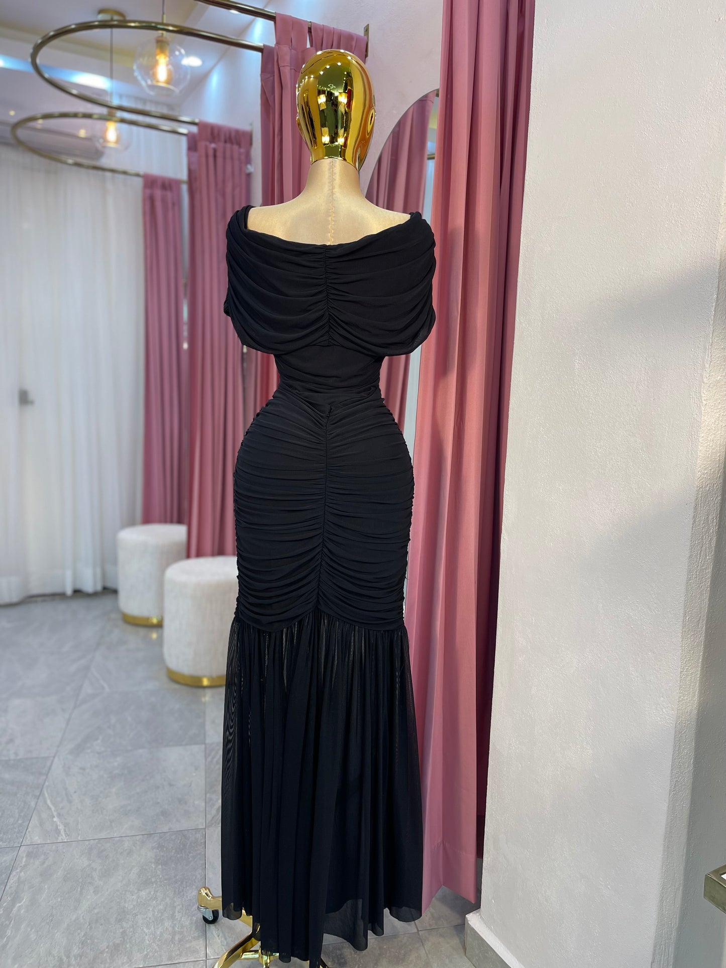 VESTIDO MAXI MESH OFF SHOULDER
