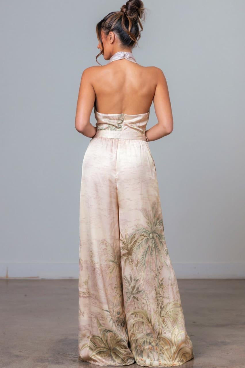 JUMPSUIT HALTER SATEN ESTAMPADO