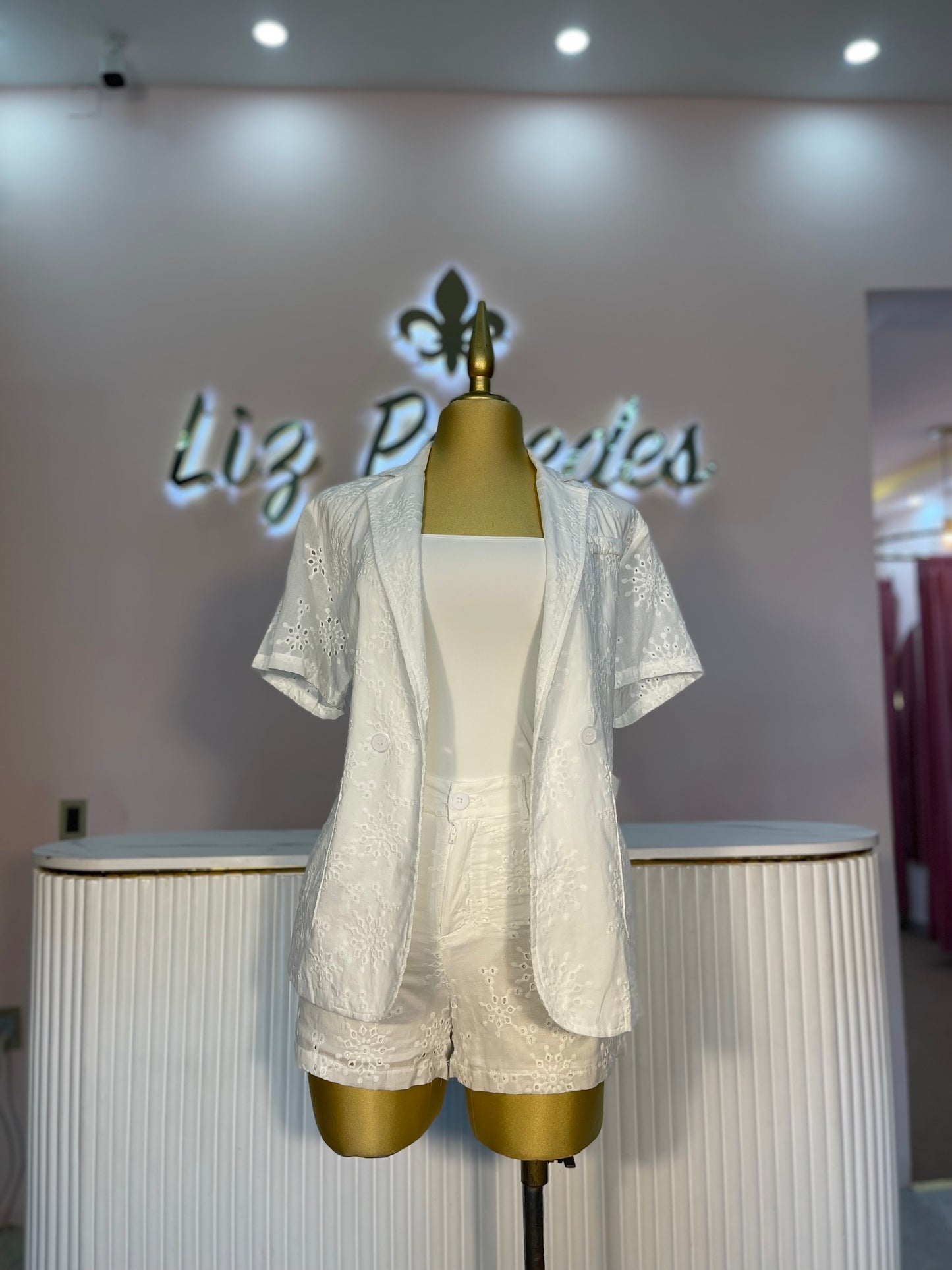 SET BORDADO BLANCO SHORT