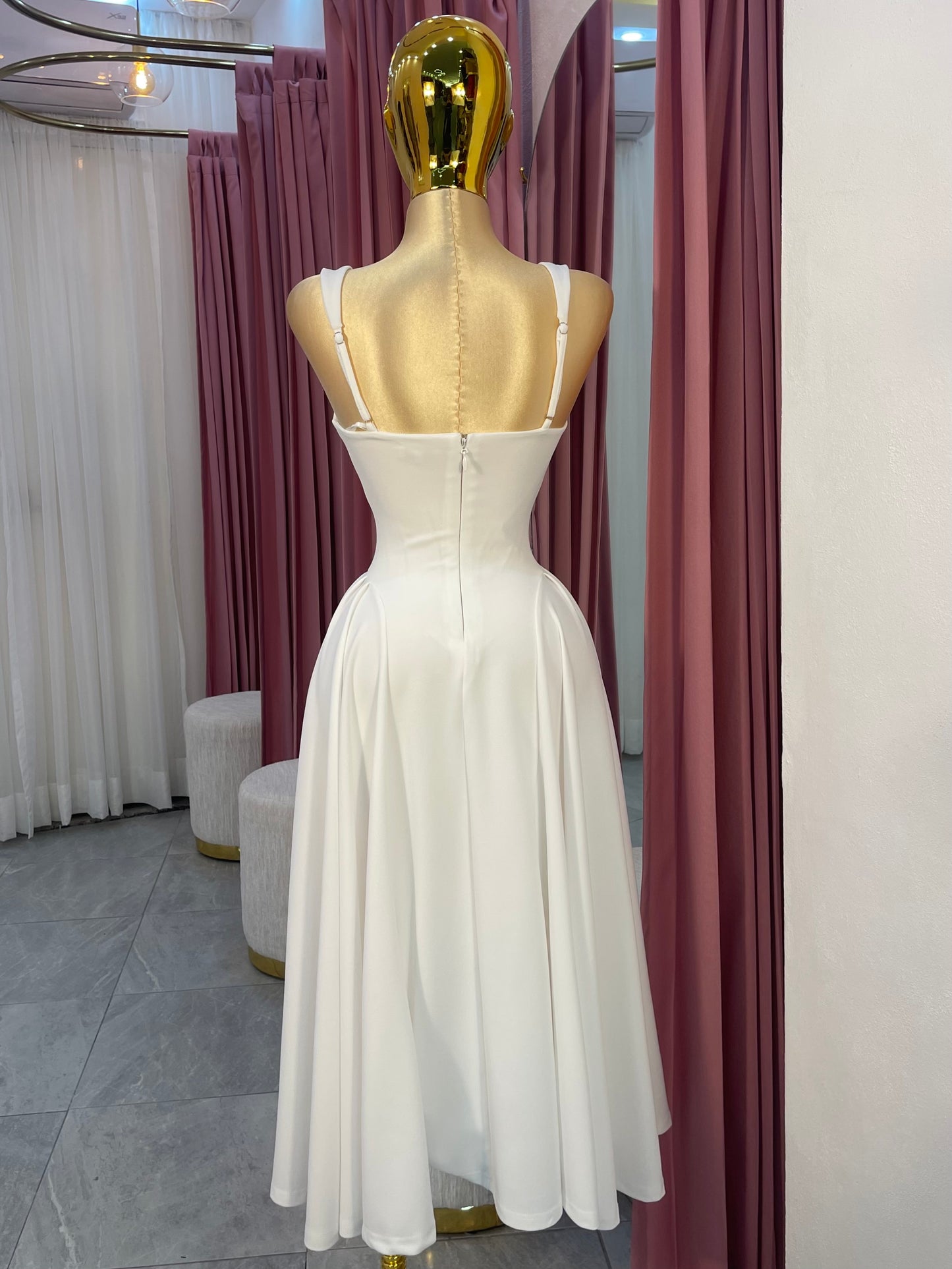 VESTIDO MIDI TIRANTE GRUESO BCO