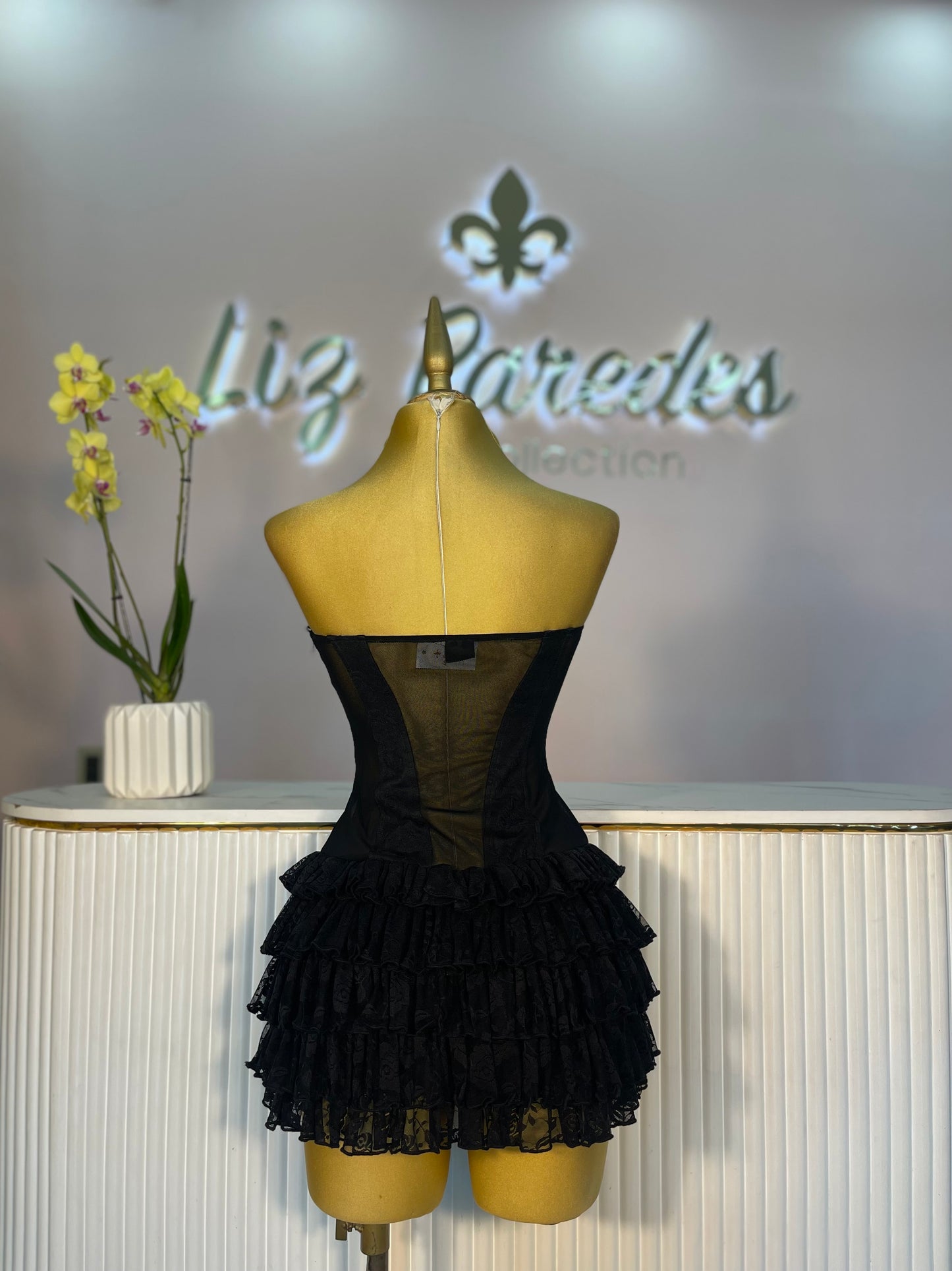 ROMPER CORSET/VOLANTES NEGRO ENCAJE