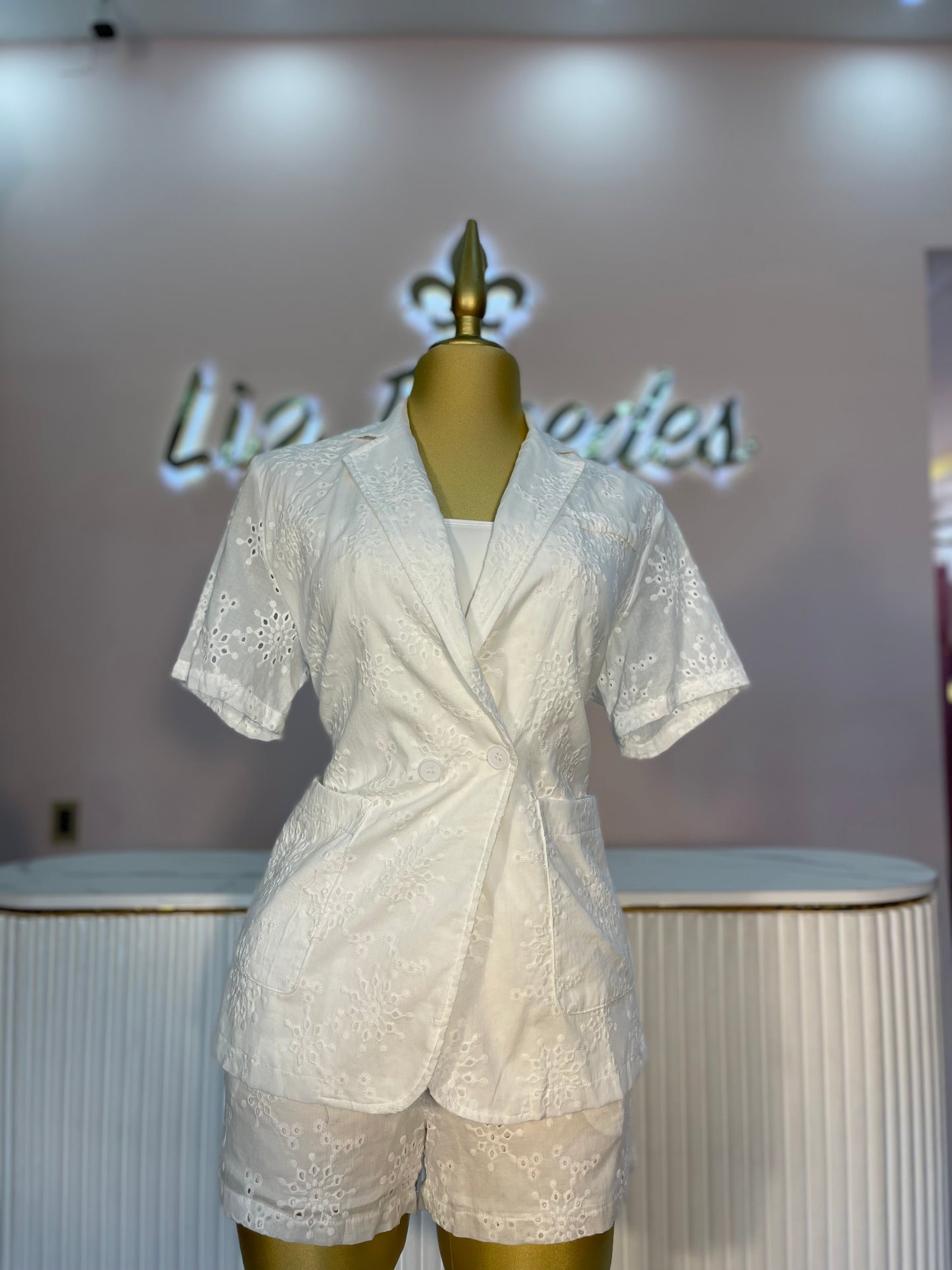 SET BORDADO BLANCO SHORT