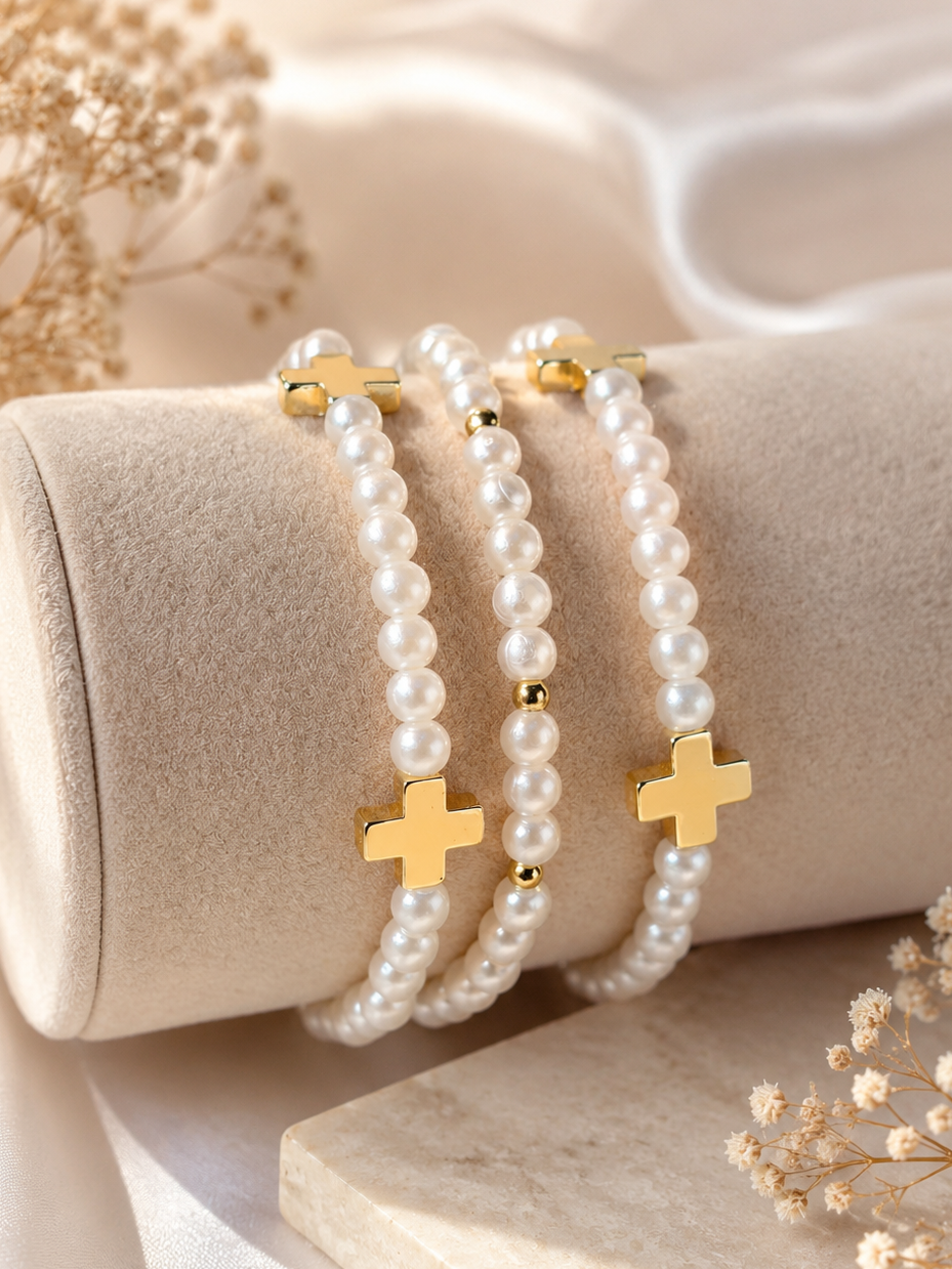 PULSERA PERLAS CRUZ
