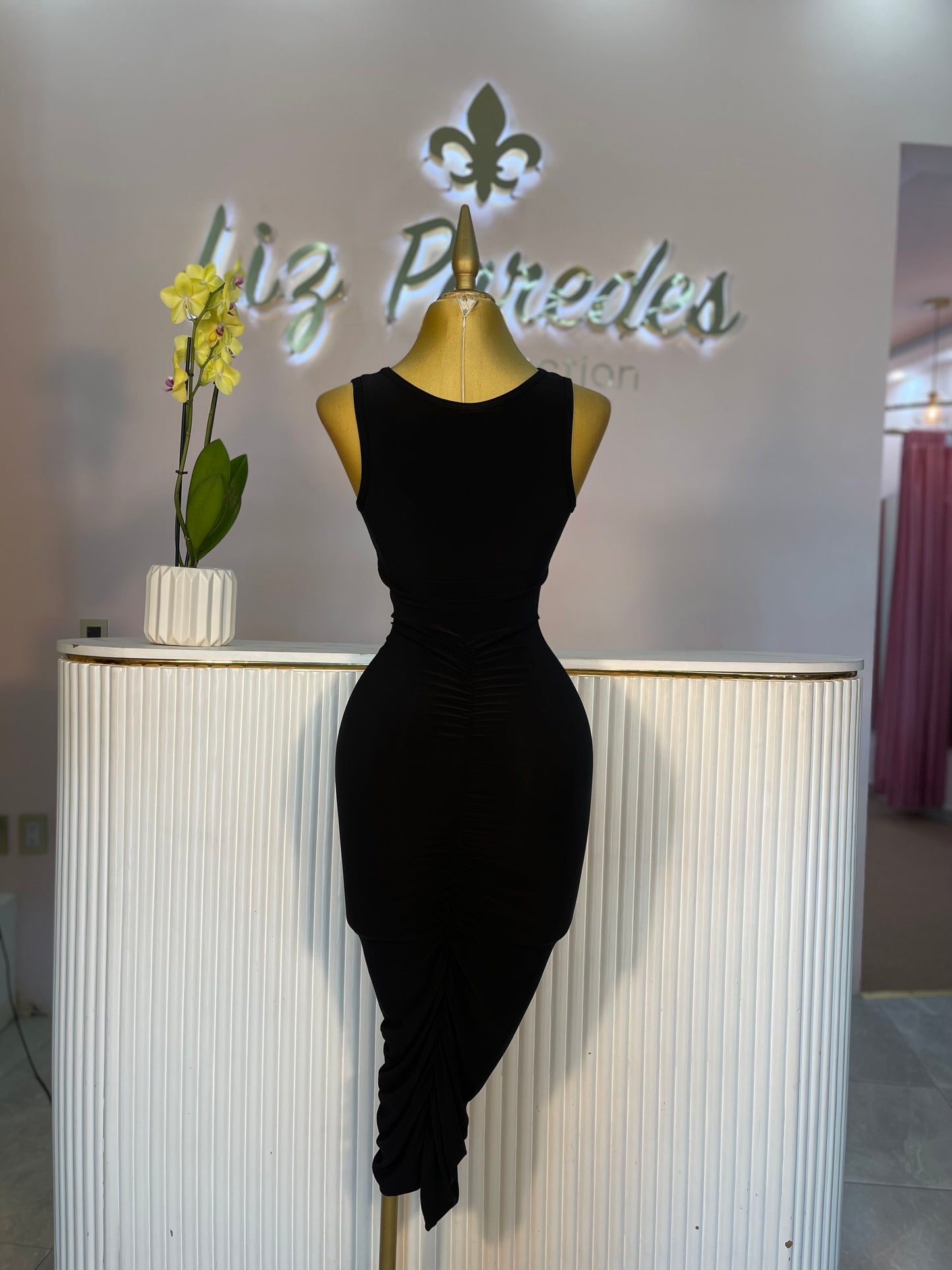 VESTIDO MIDI LICRA NUDO CINTURA