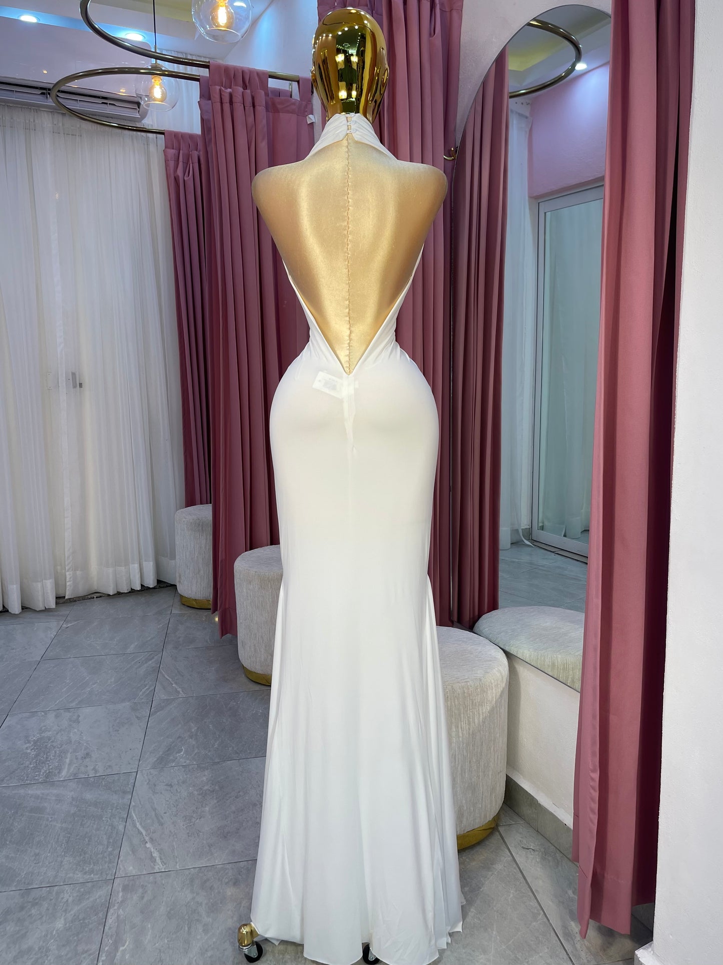 VESTIDO MAXI ESCOTE FLORES BLANCO
