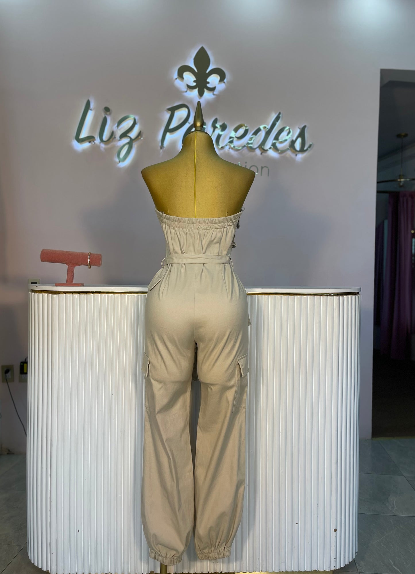 JUMPSUIT CARGO NUDE STRAPLES