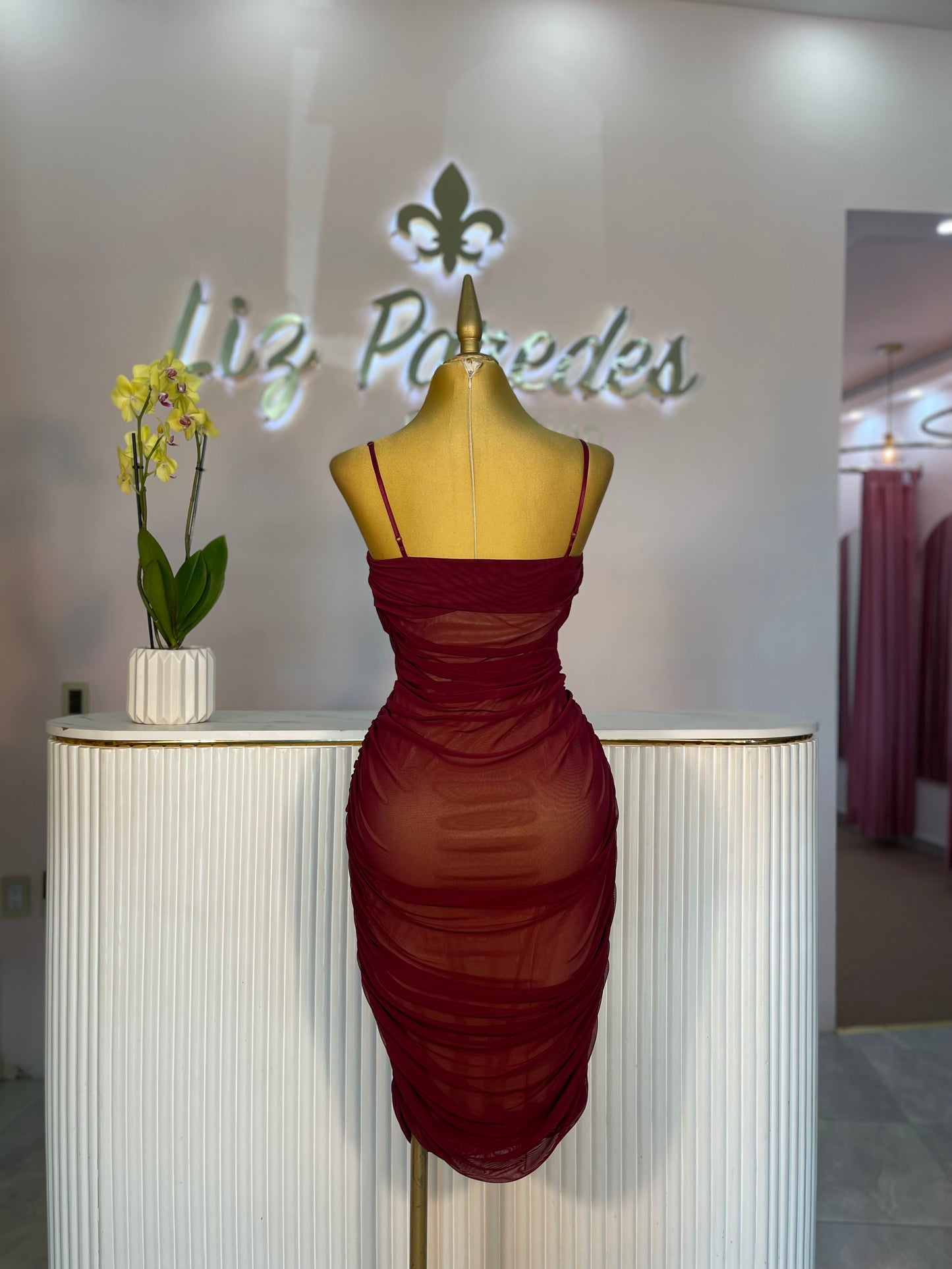 VESTIDO MIDI MESH TINTO TIRANTE