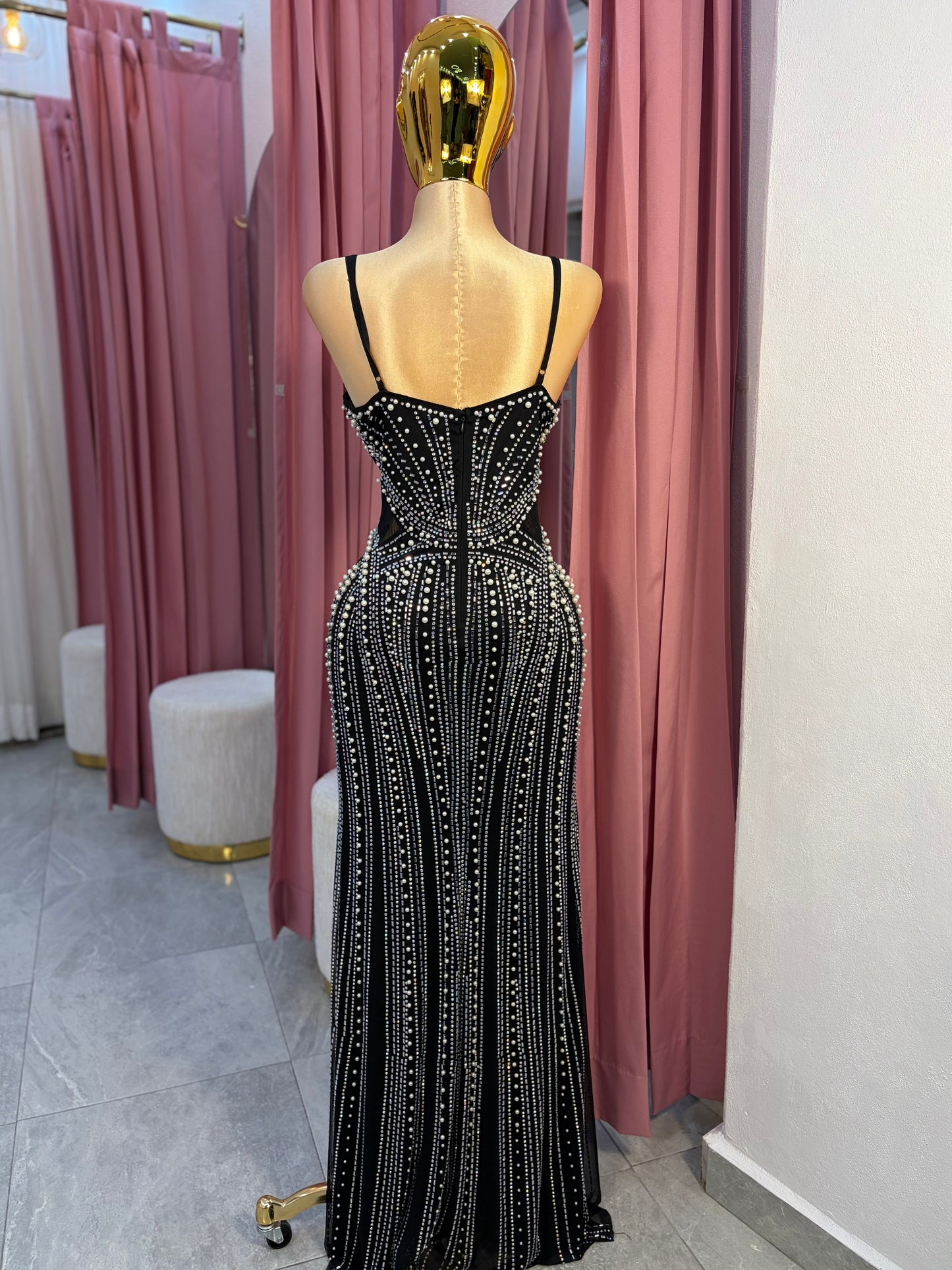 VESTIDO MAXI CRISTALES COPAS