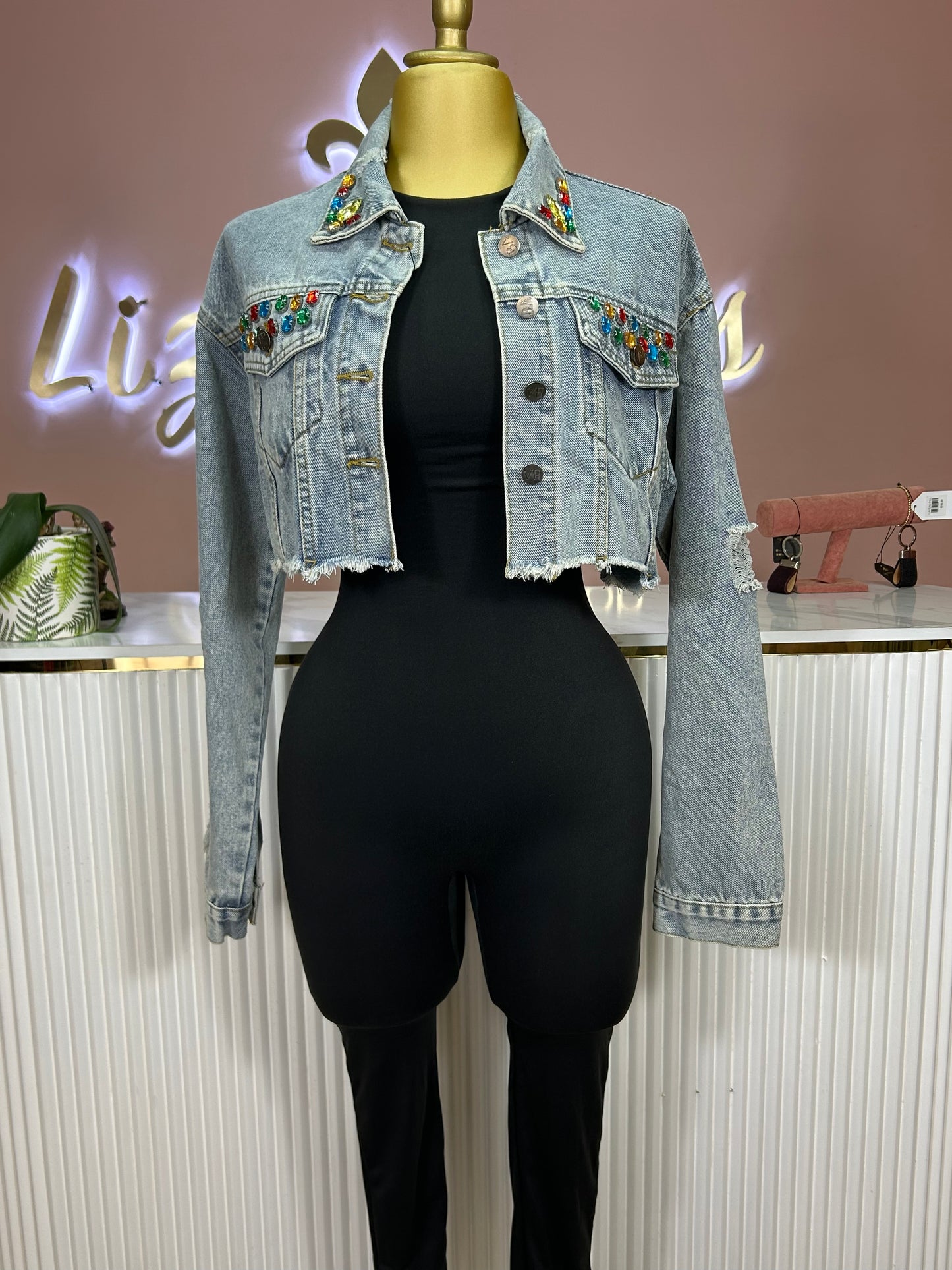 CHAQUETA DENIM CRISTALES