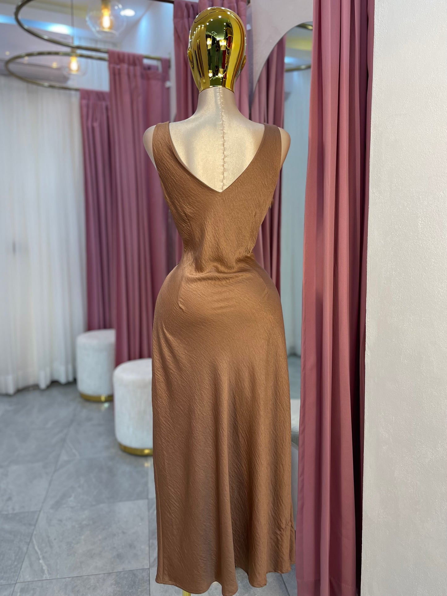 VESTIDO SATIN CAFE
