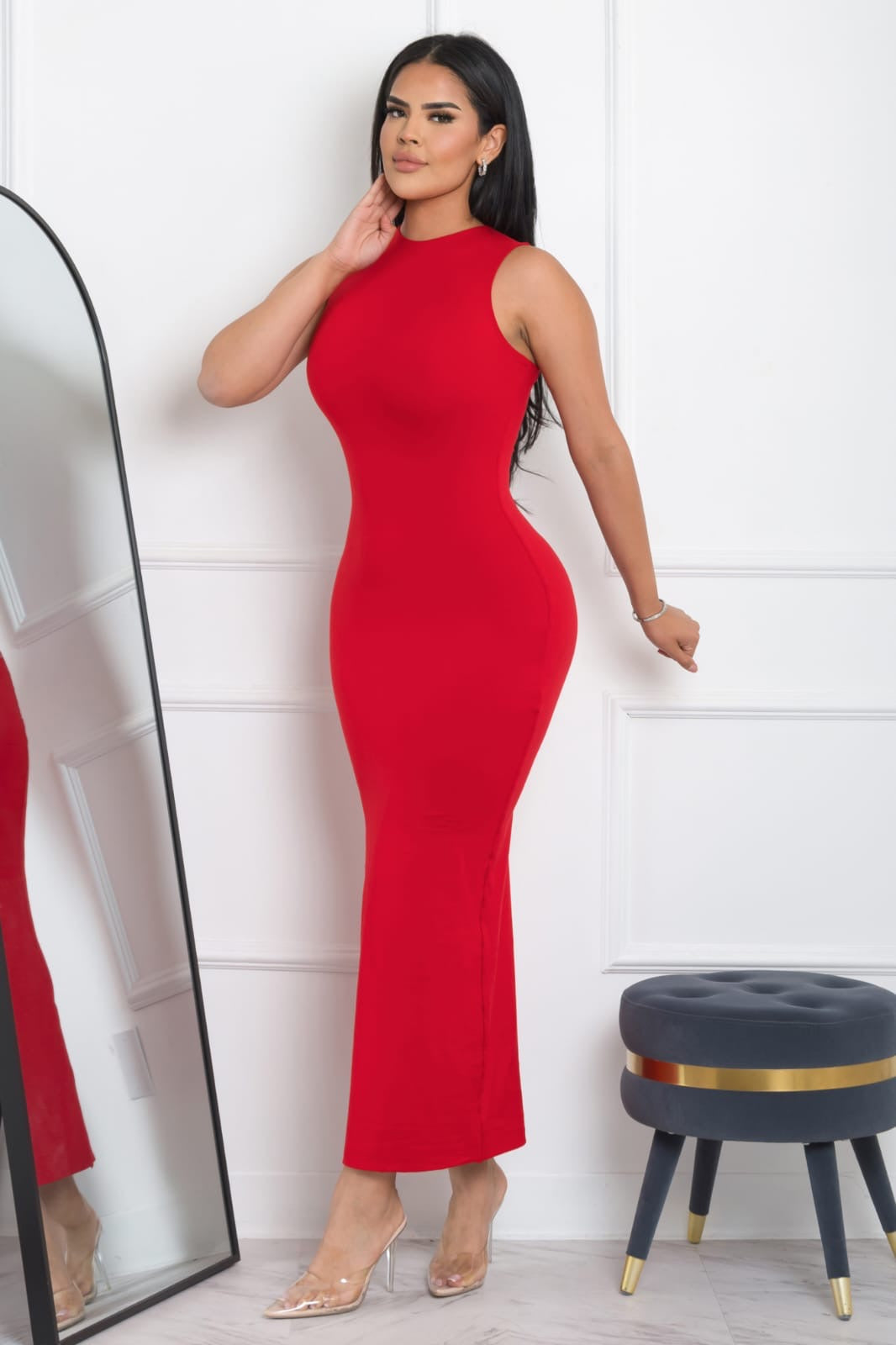 VESTIDO MIDI HALTER ALGODON