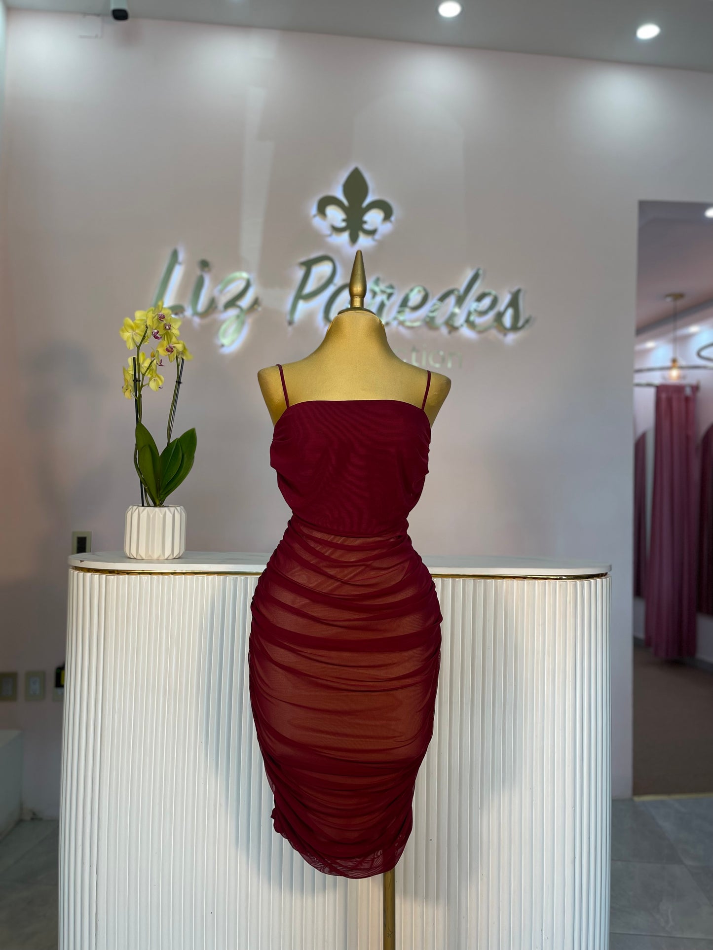 VESTIDO MIDI MESH TINTO TIRANTE