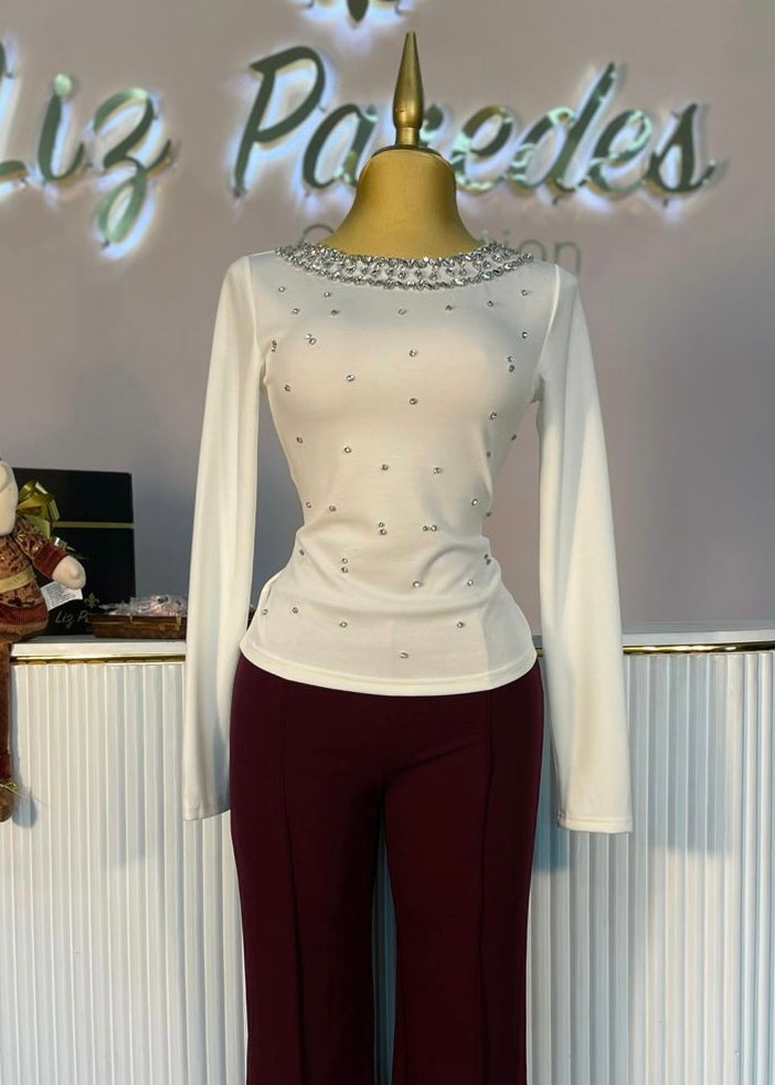 BLUSA BLANCA CRISTALES