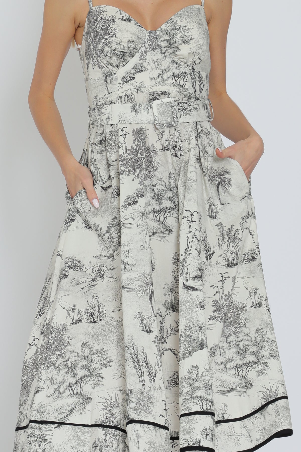 VESTIDO MIDI CORTE A BLANCO EST. FLORES