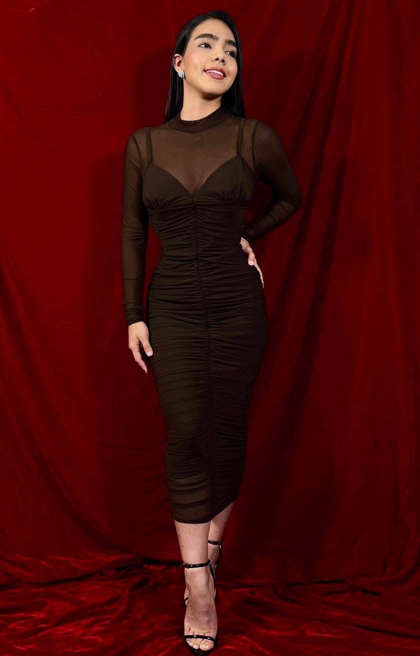 VESTIDO MIDI MESH BRA