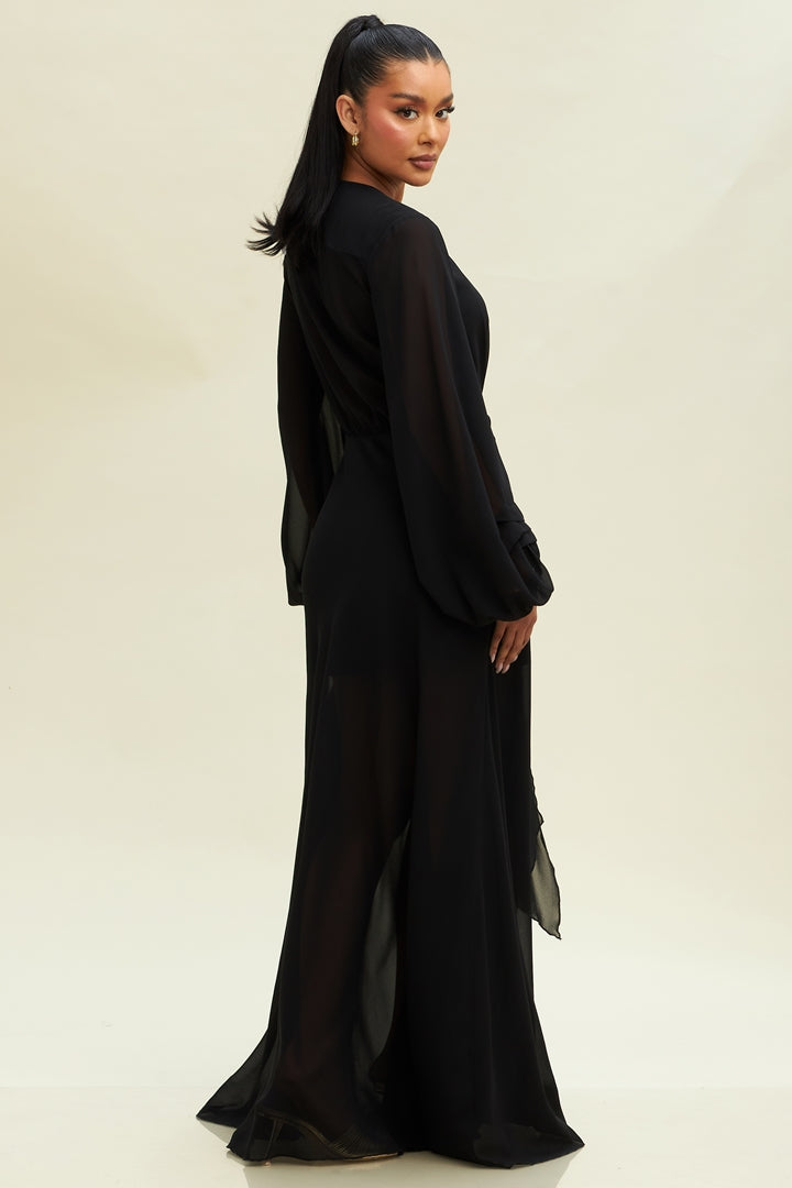 VESTIDO MAXI MANGA LARGA GASA