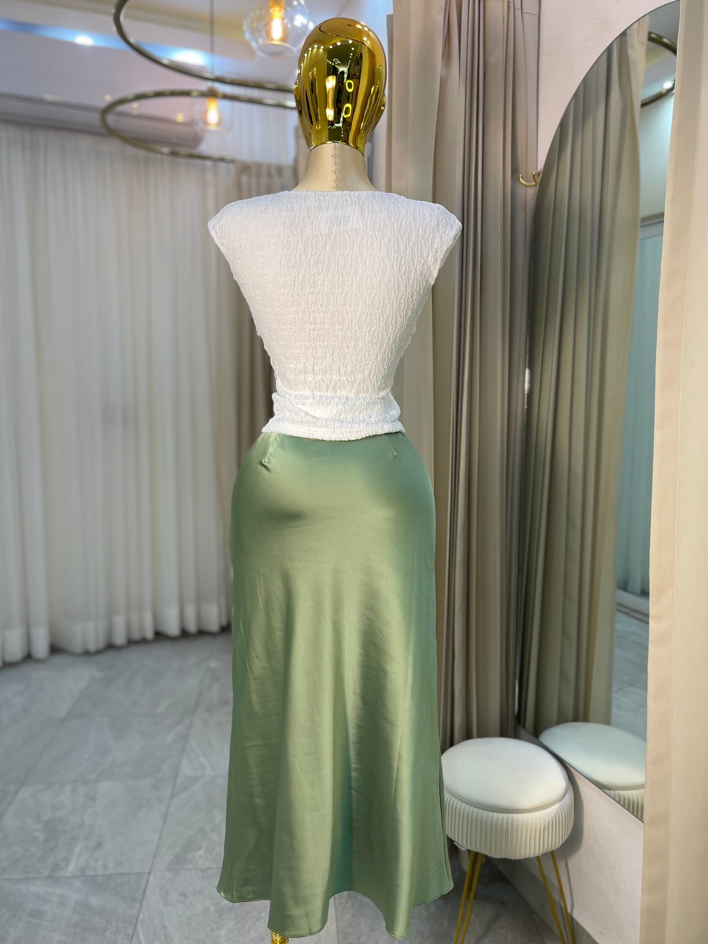 FALDA SATEN VERDE