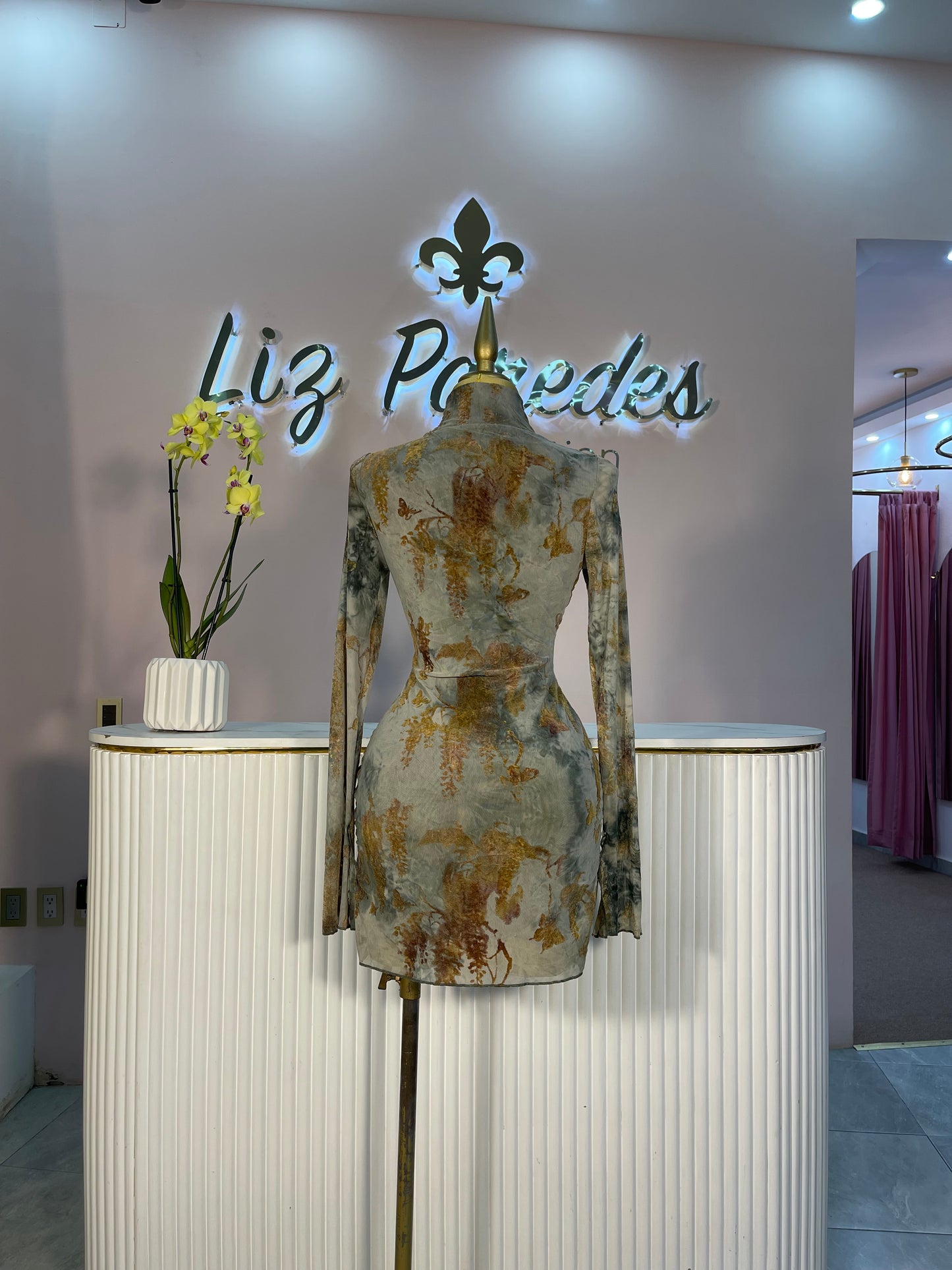 VESTIDO MINI MESH/VELVET