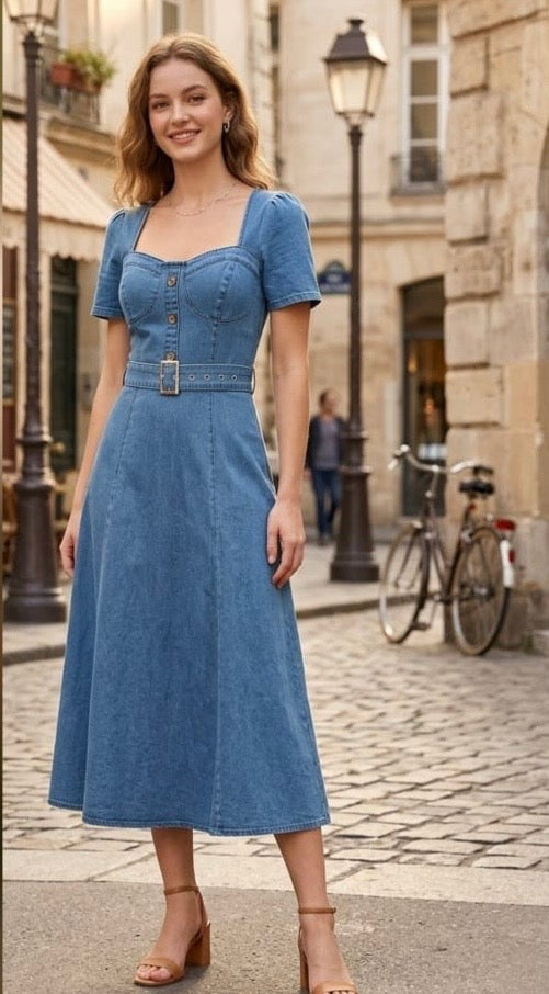 VESTIDO MIDI DENIM