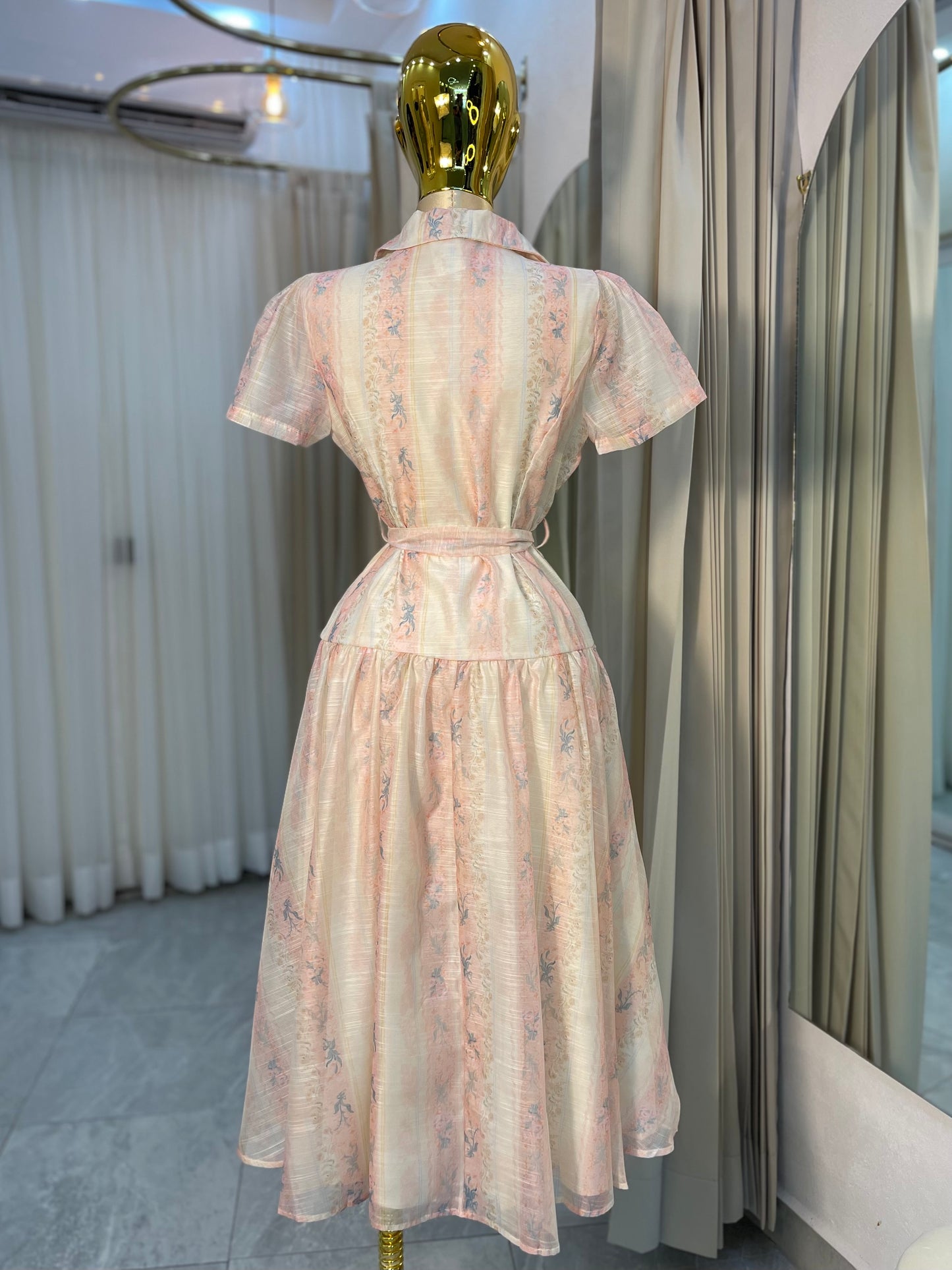 VESTIDO MIDI ESTAMPADO MANGA CORTA