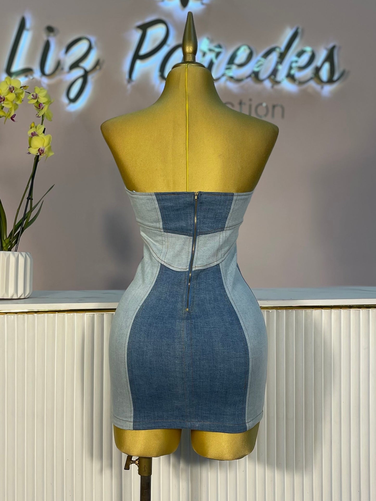 VESTIDO-MINI DEMIN BICOLOR
