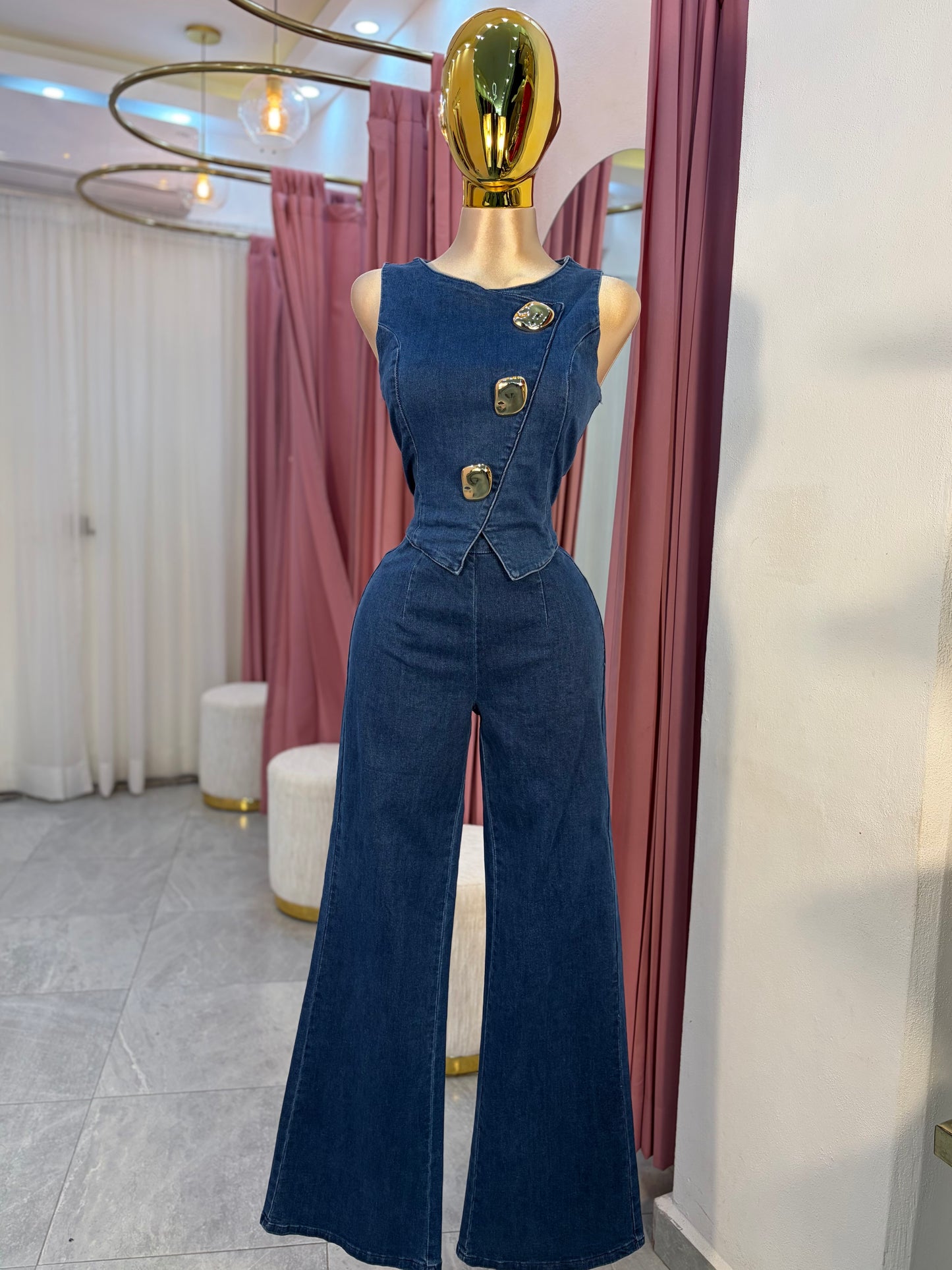 SET DENIM BOTONES DORADOS