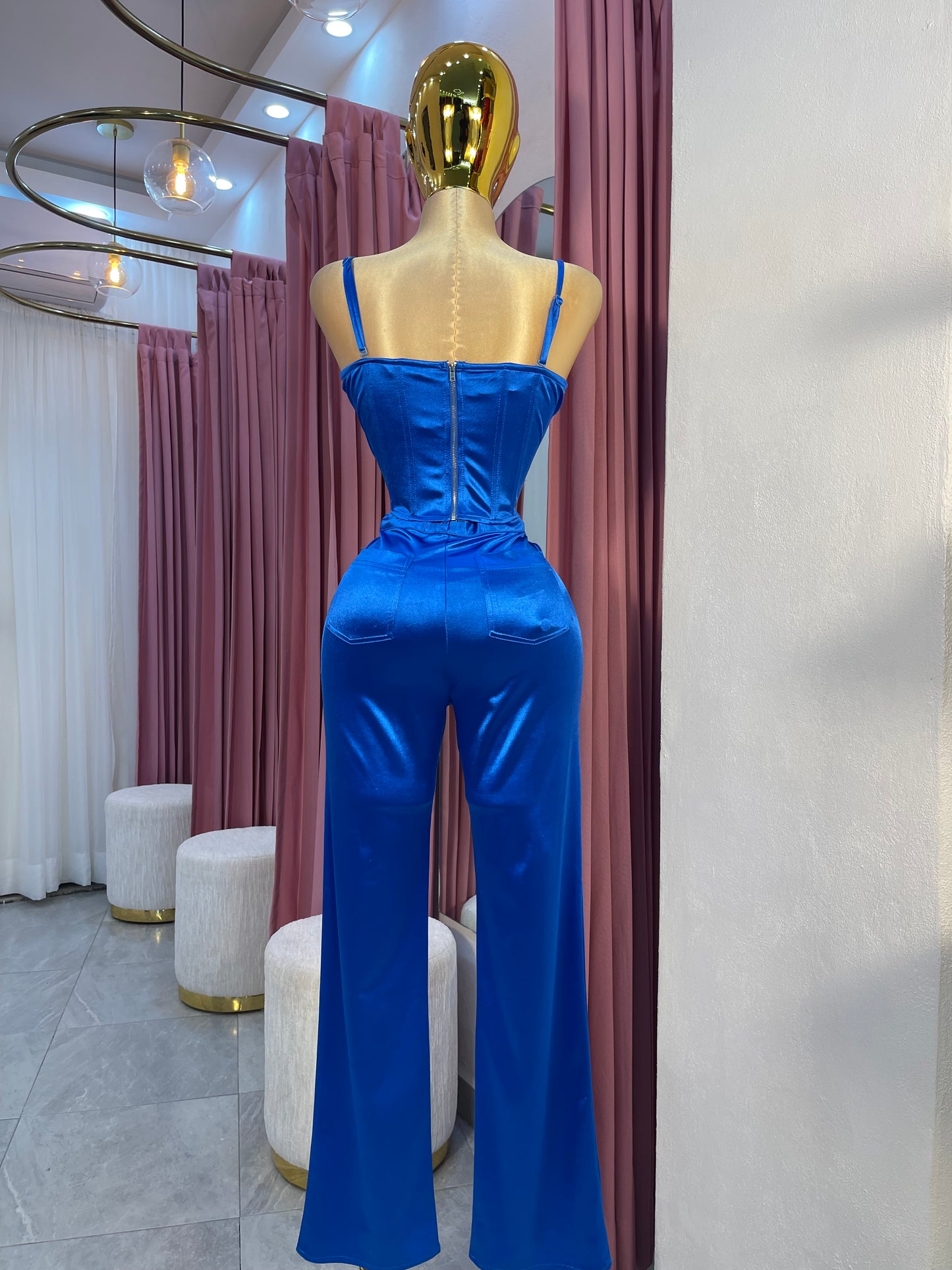 SET SATIN AZUL LICRA