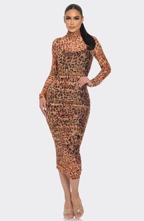 VESTIDO MIDI MESH ANIMAL/PRINT