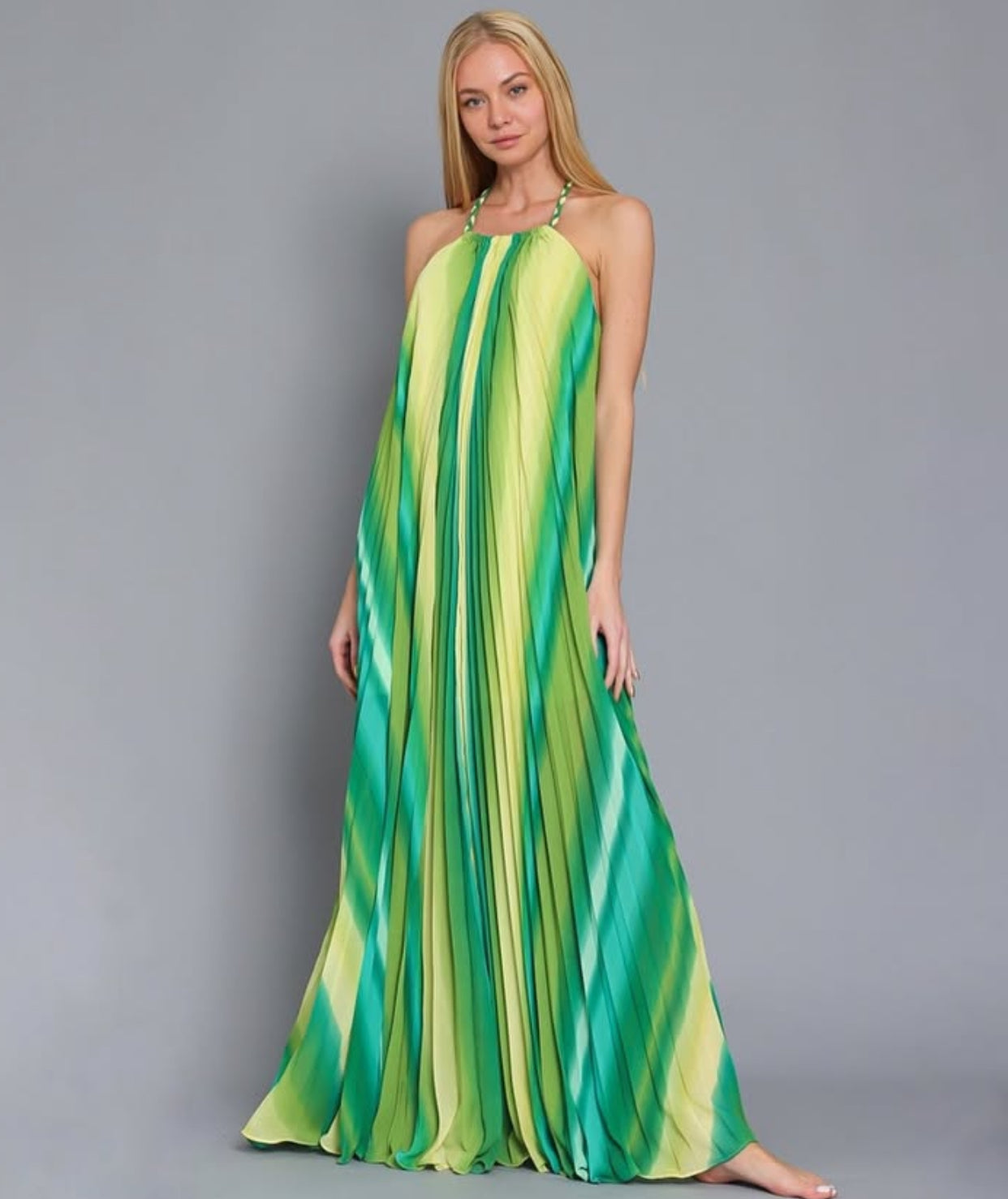 VESTIDO-MAXI PLISADO HALTER