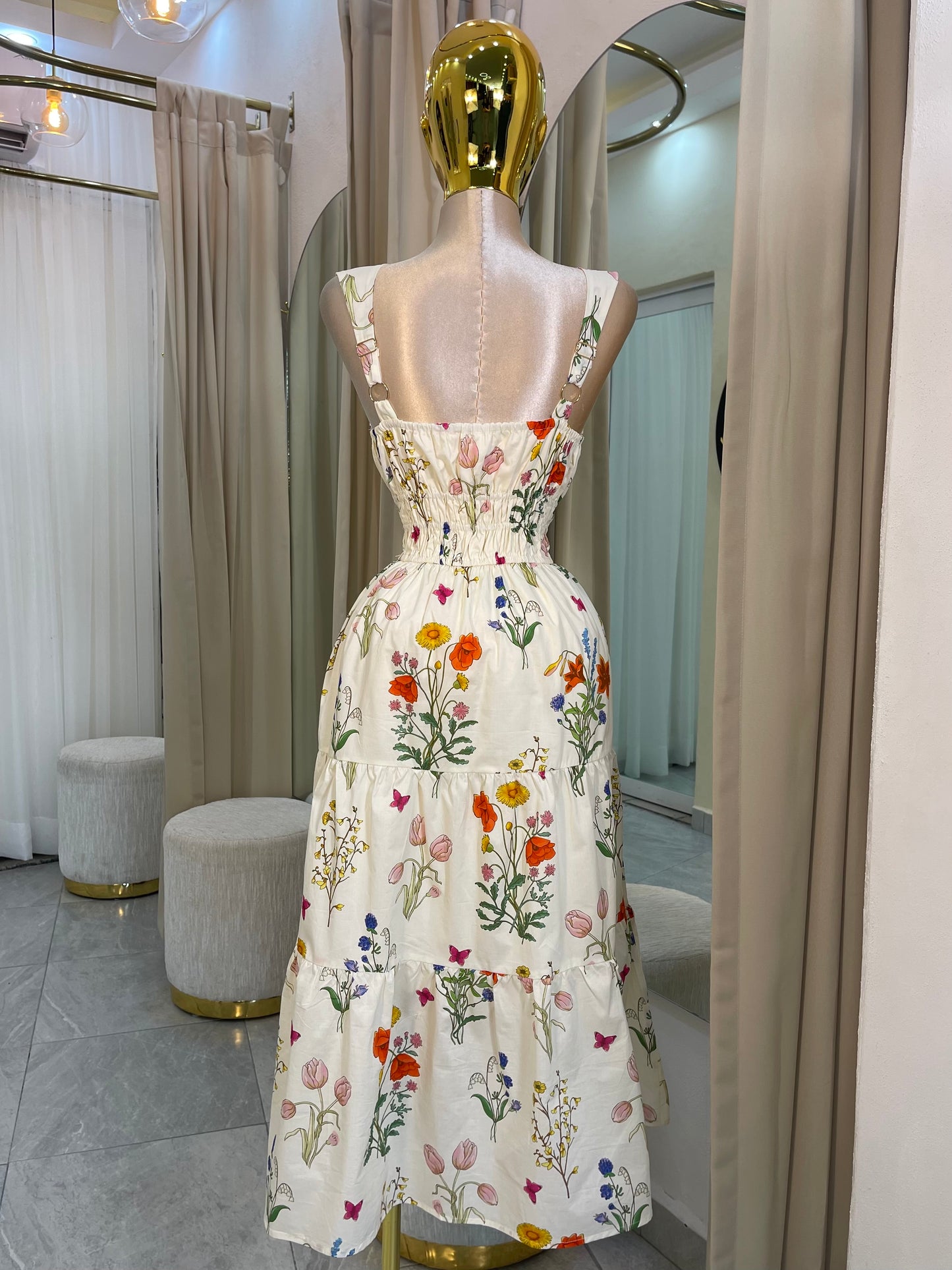 VESTIDO MIDI CAMPESINO FLORES