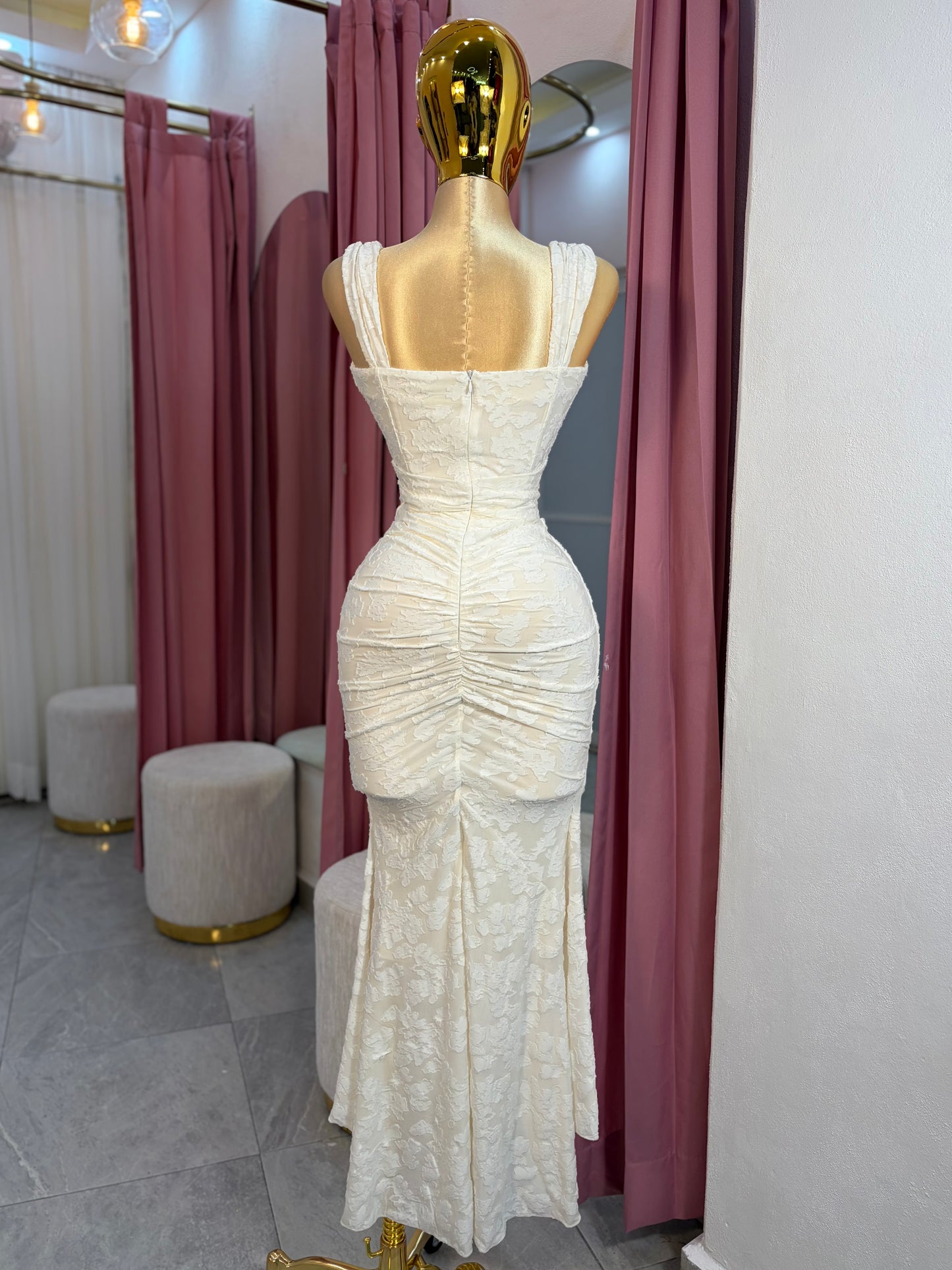 VESTIDO MIDI BEIGE CORSET