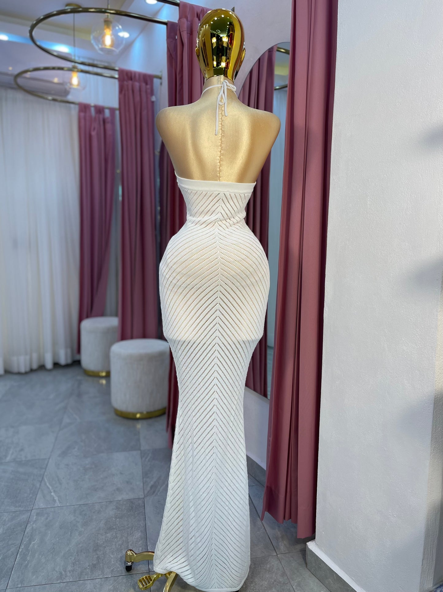 VESTIDO MAXI HALTER BLANCO