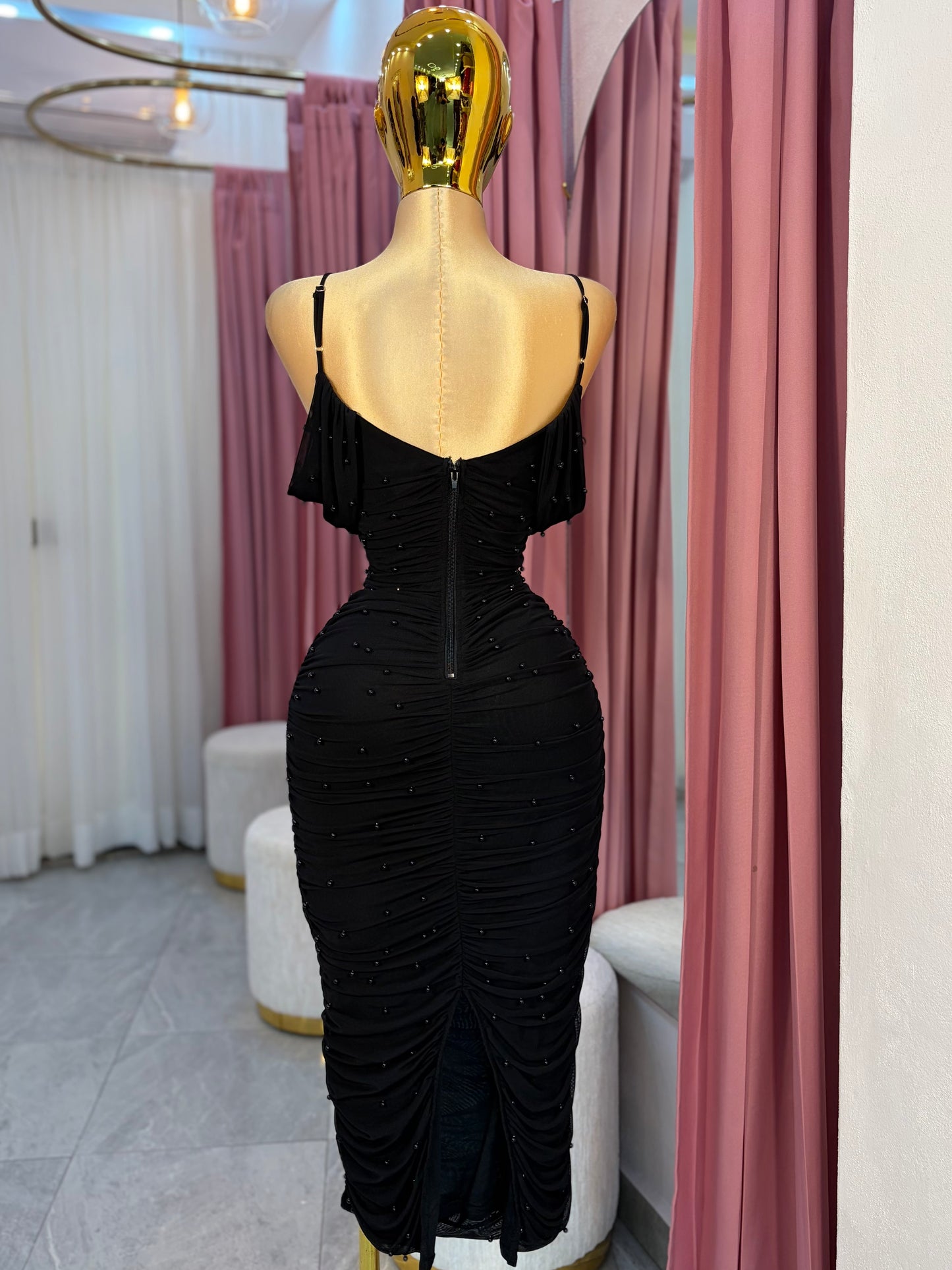 VESTIDO PERLAS OFF SHOULDER