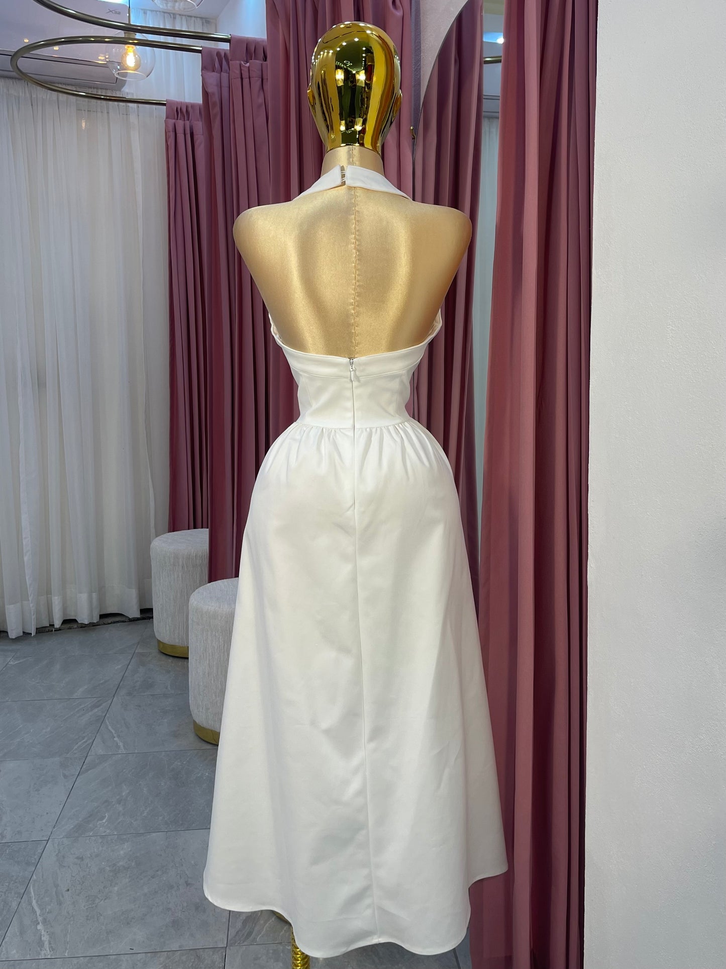 VESTIDO MIDI BLANCO HALTER