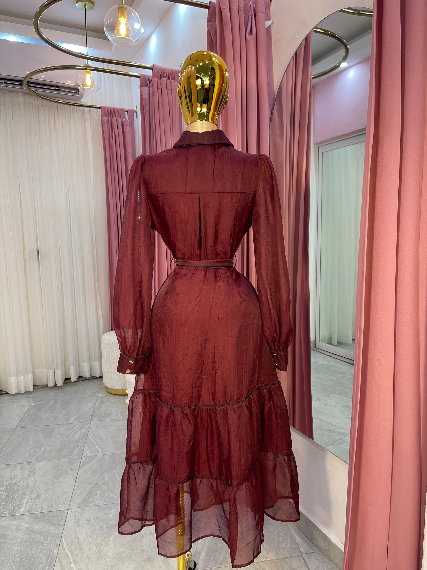 VESTIDO GASA TINTO