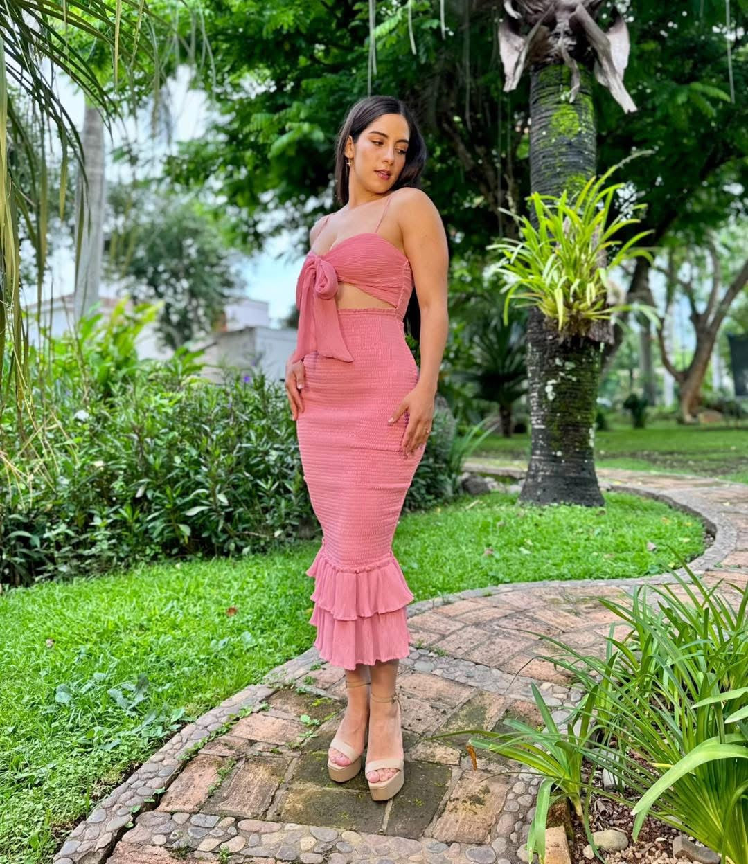 VESTIDO CORRUGADO MOÑO