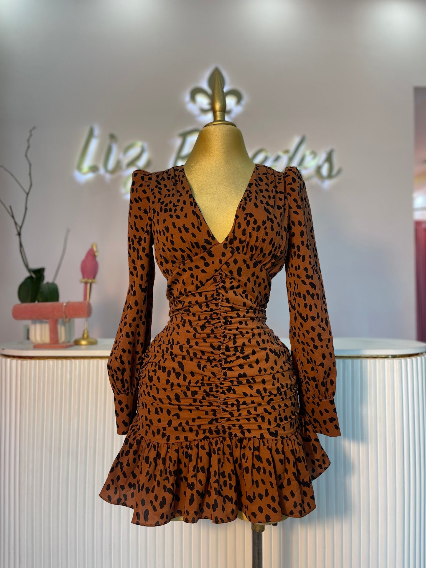 VESTIDO-MINI PLISADO ANIMAL PRINT