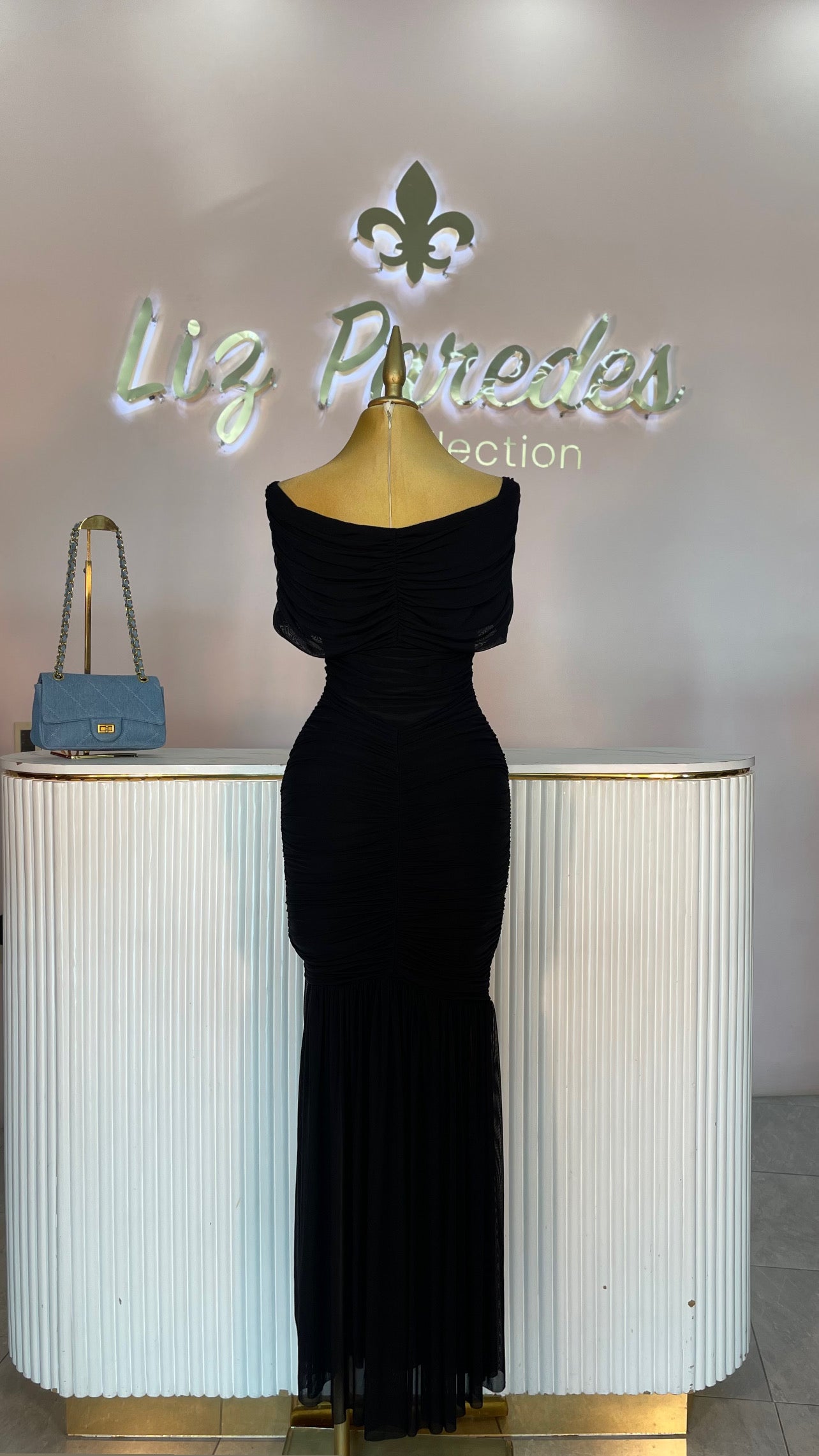 VESTIDO MAXI MESH OFF SHOULDER