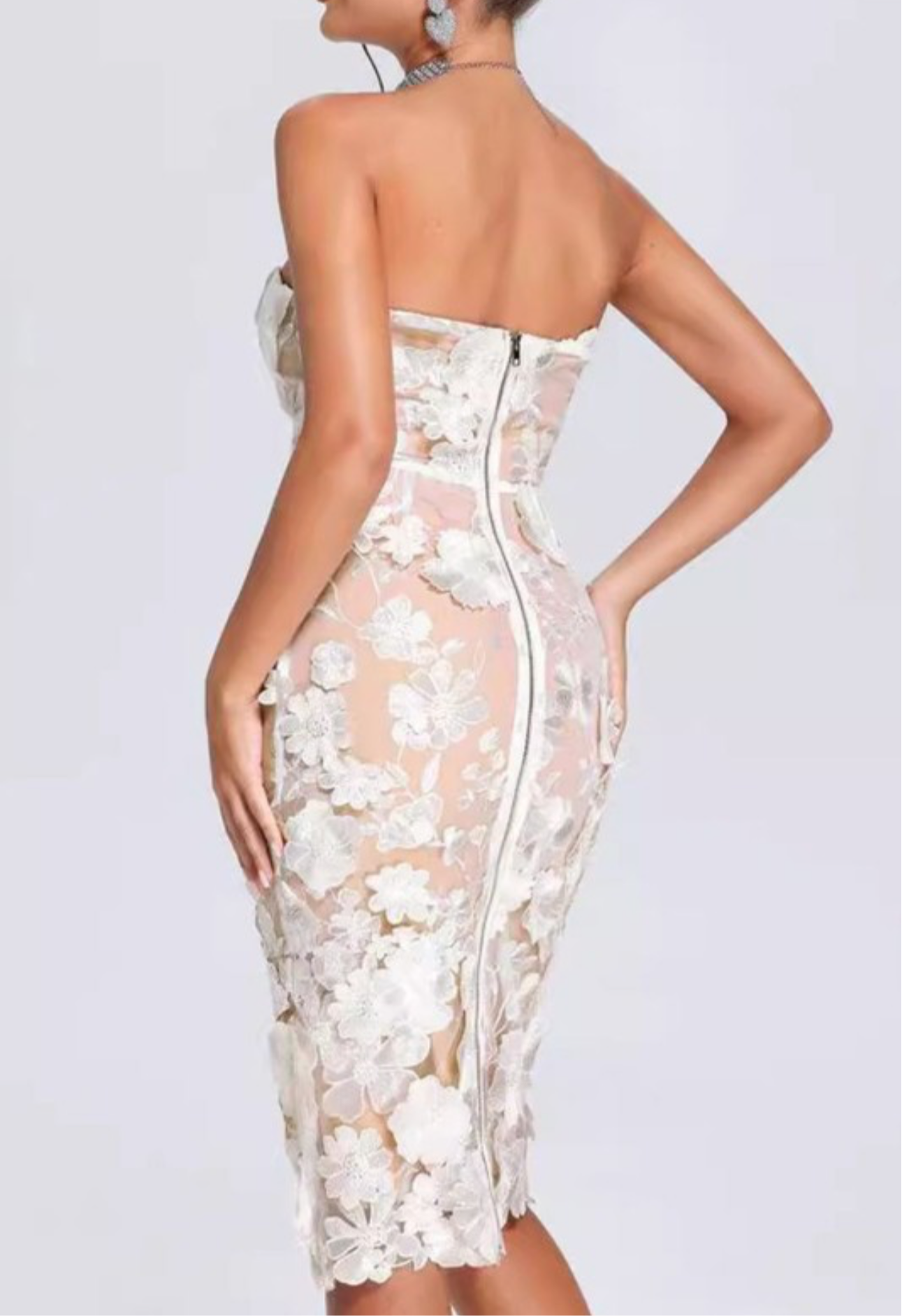 VESTIDO MIDI FLOR 3D