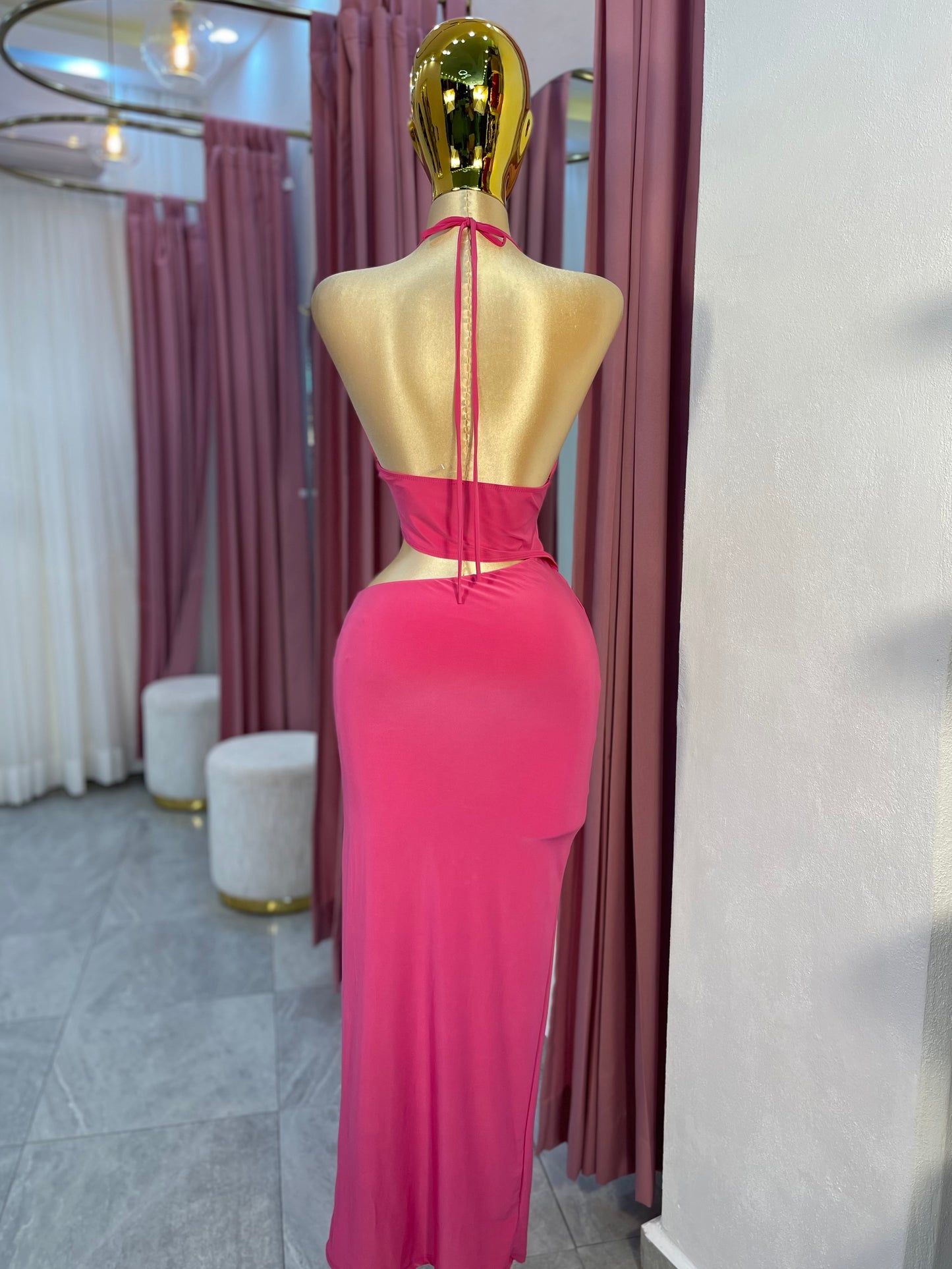 VESTIDO ROSA LICRA ARGOLLA