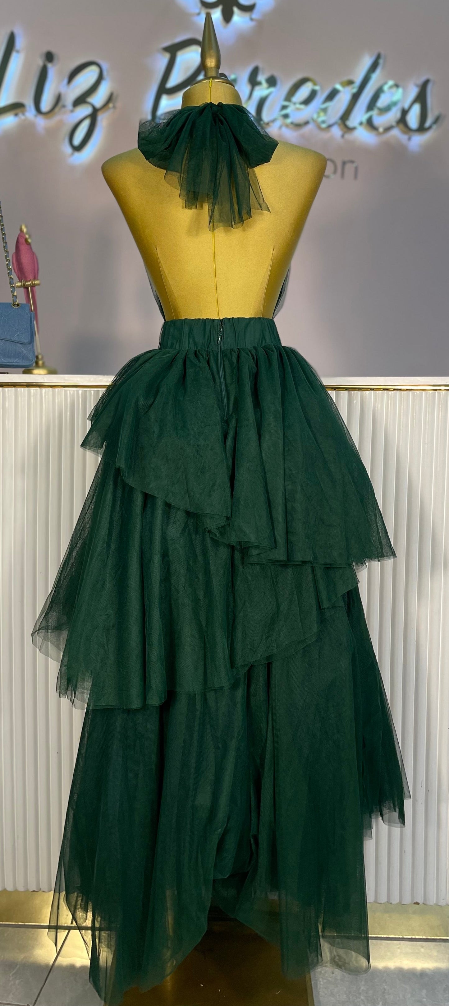 MAXIVESTIDO VERDE ESMERALDA TUL