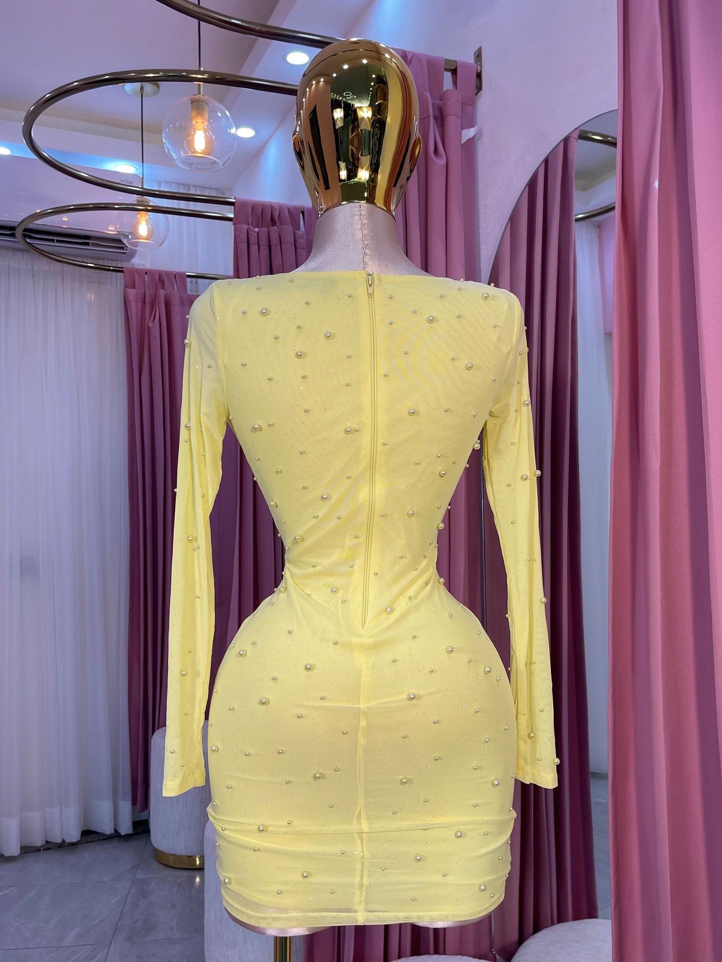VESTIDO MINI PERLAS LEMON