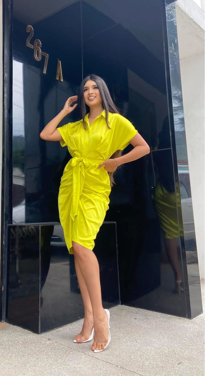 VESTIDO SATEN AMARILLO