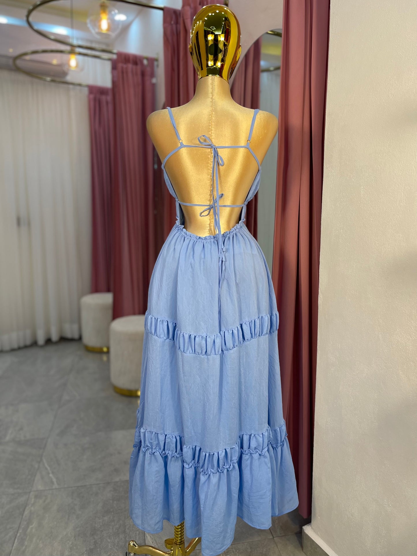 VESTIDO MIDI AZUL TIRANTE
