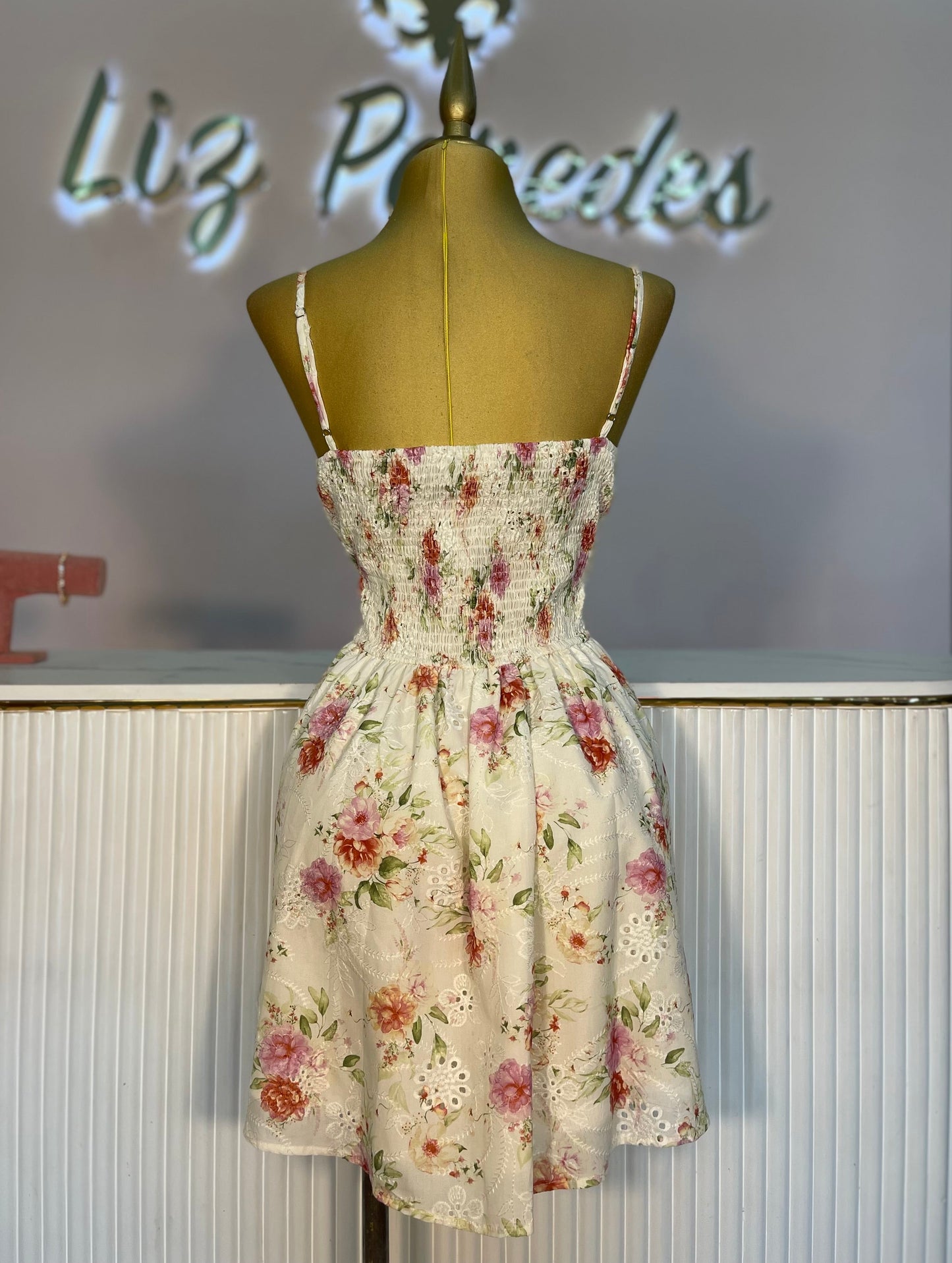 VESTIDO FLORAL ROSA NARANJA