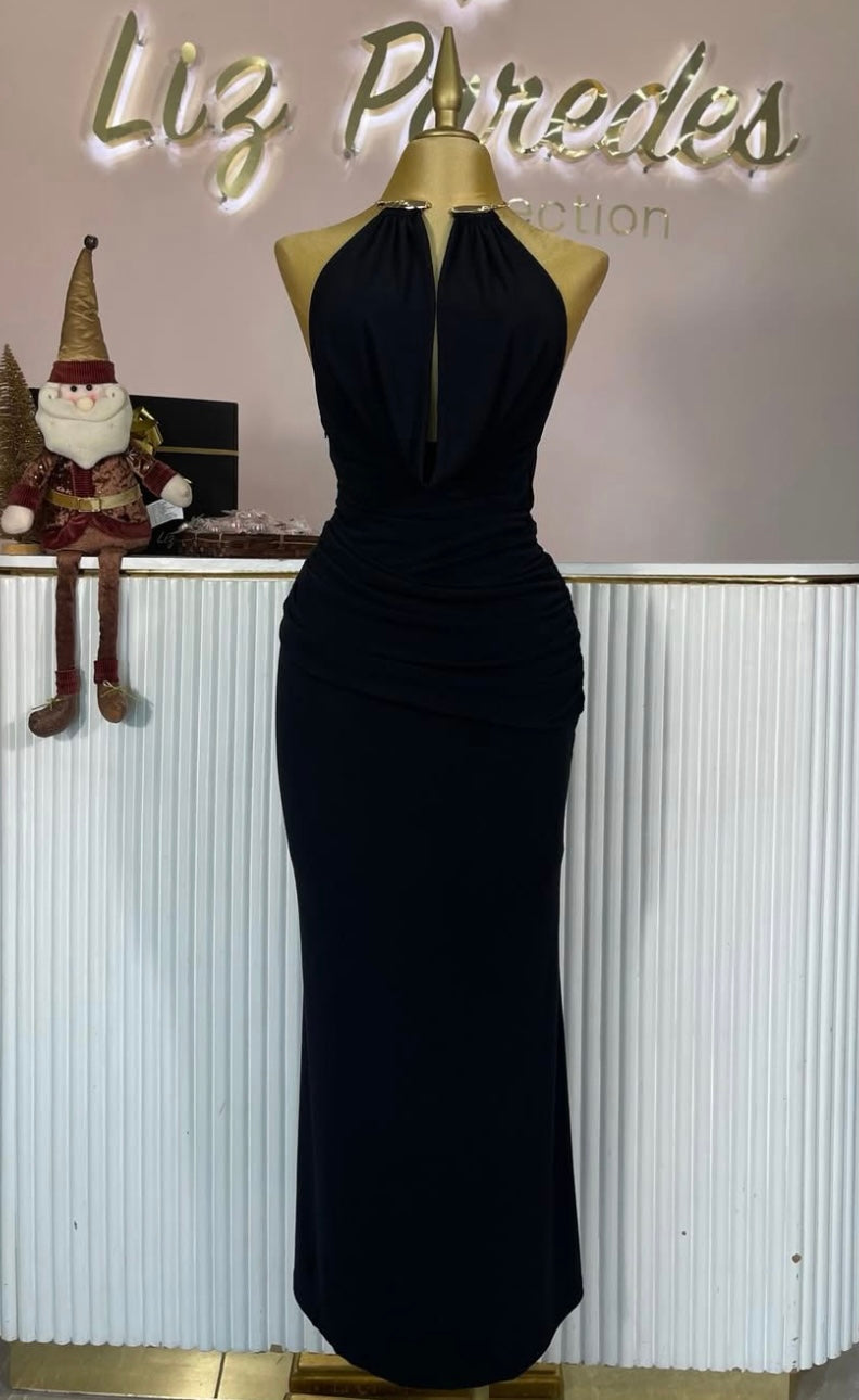 VESTIDO MAXI NEGRO LICRA