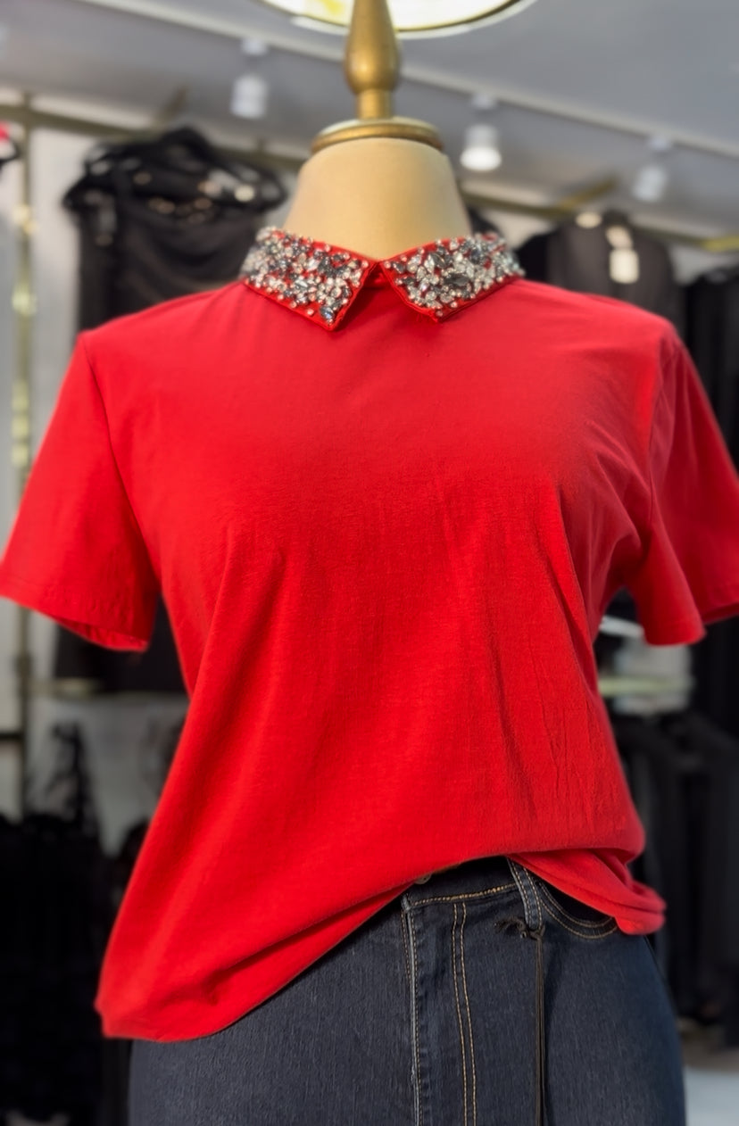 BLUSA CUELLO CRISTALES