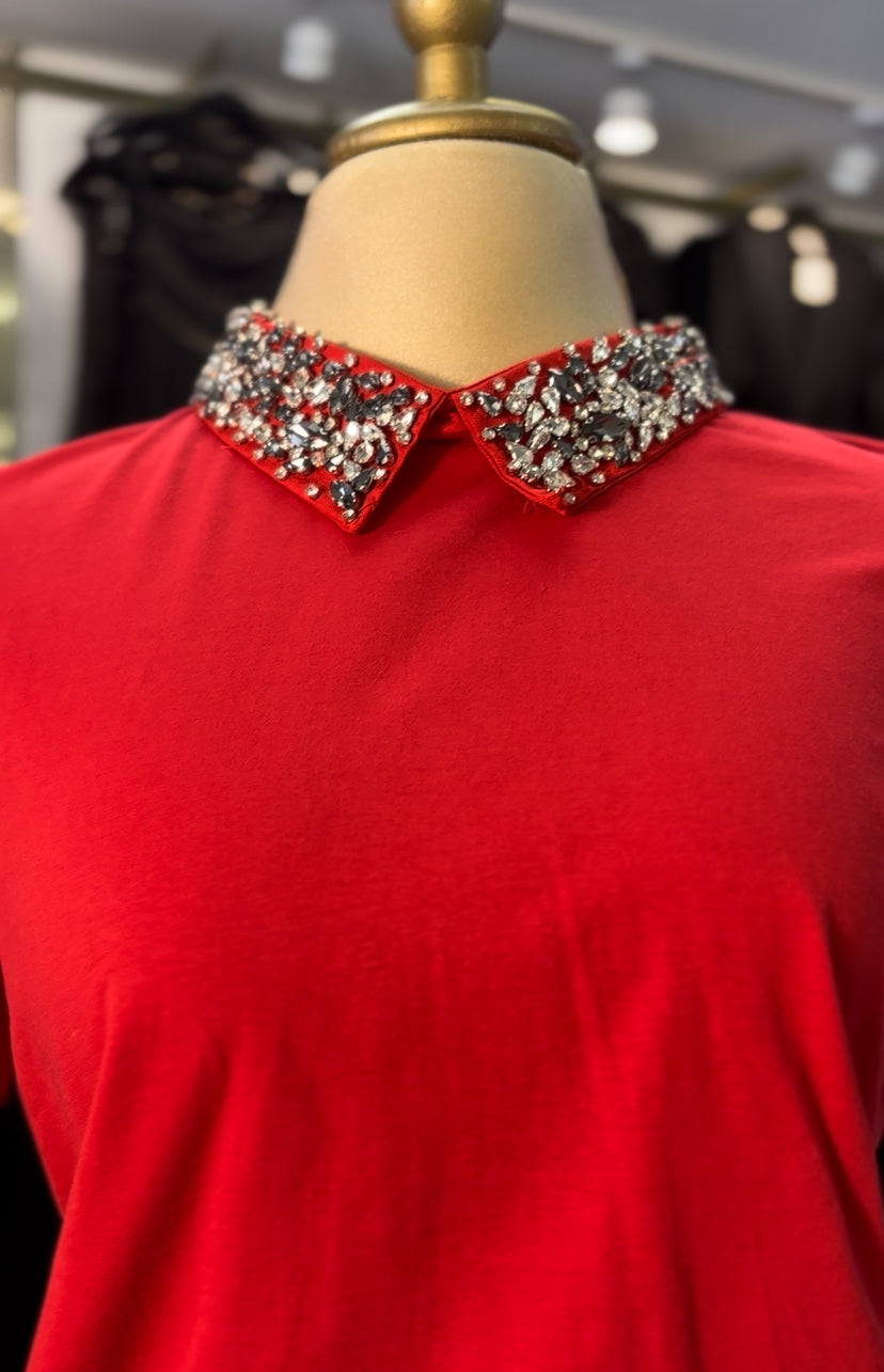 BLUSA CUELLO CRISTALES